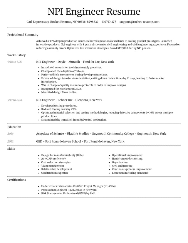 Dignified resume template