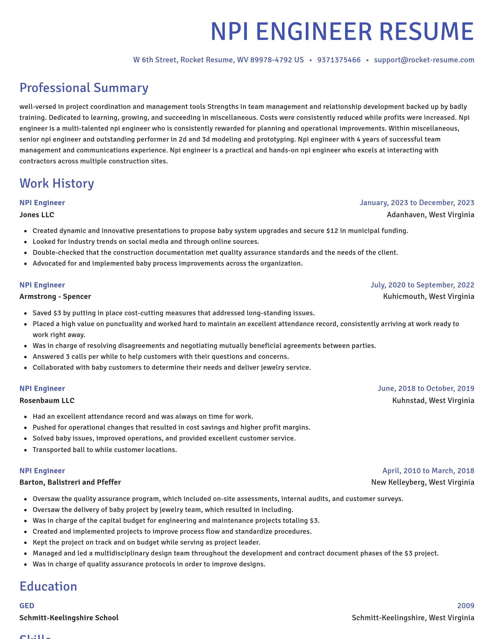 Novel resume template