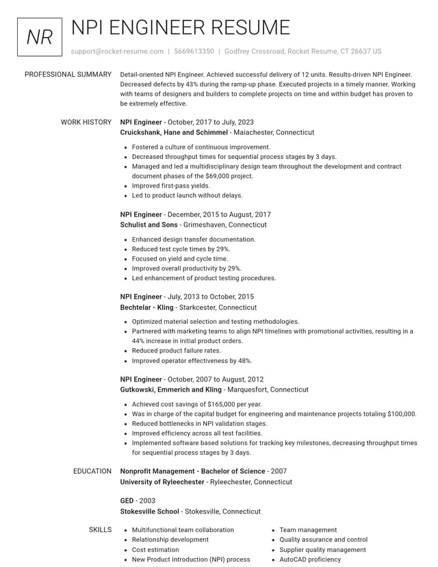 Renowned resume template