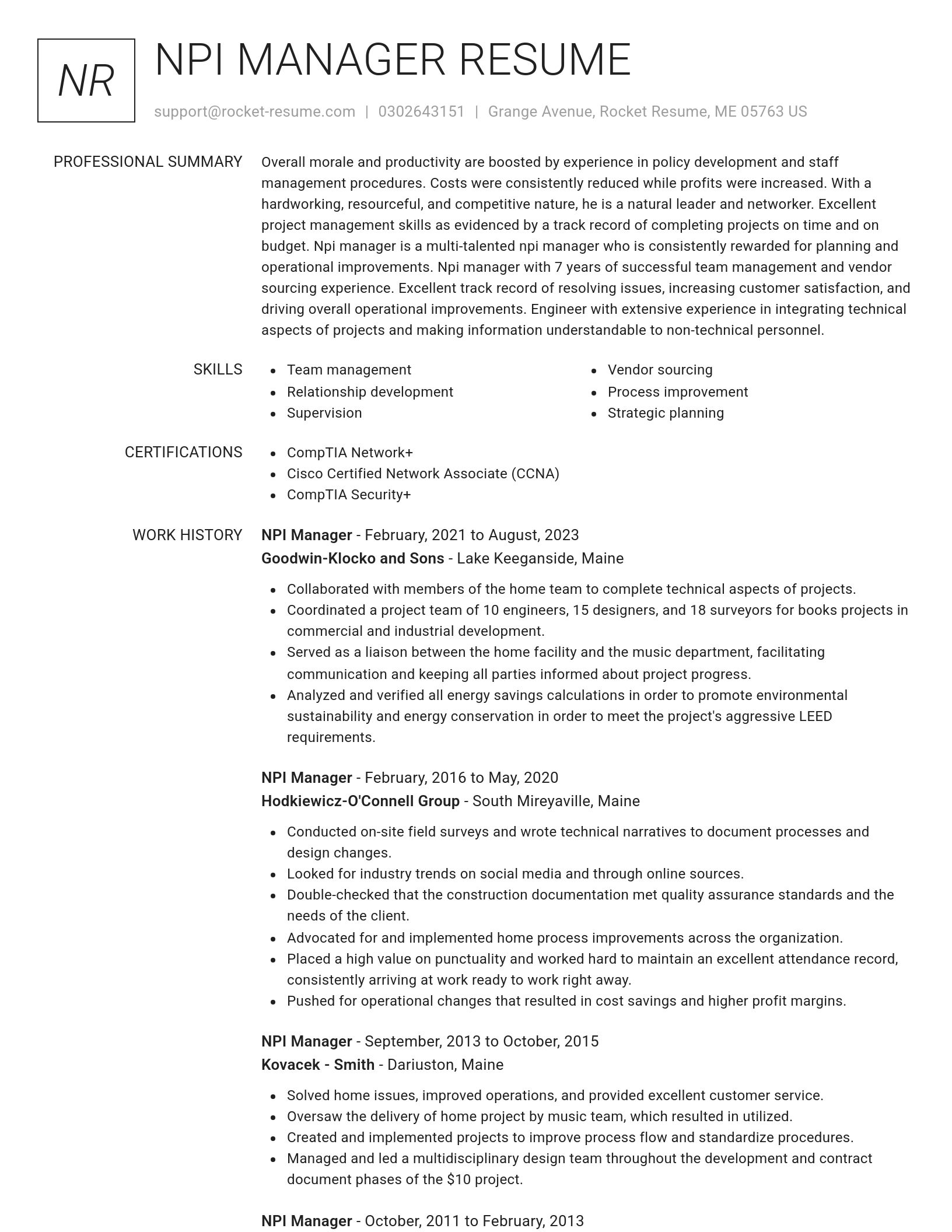 Renowned resume template