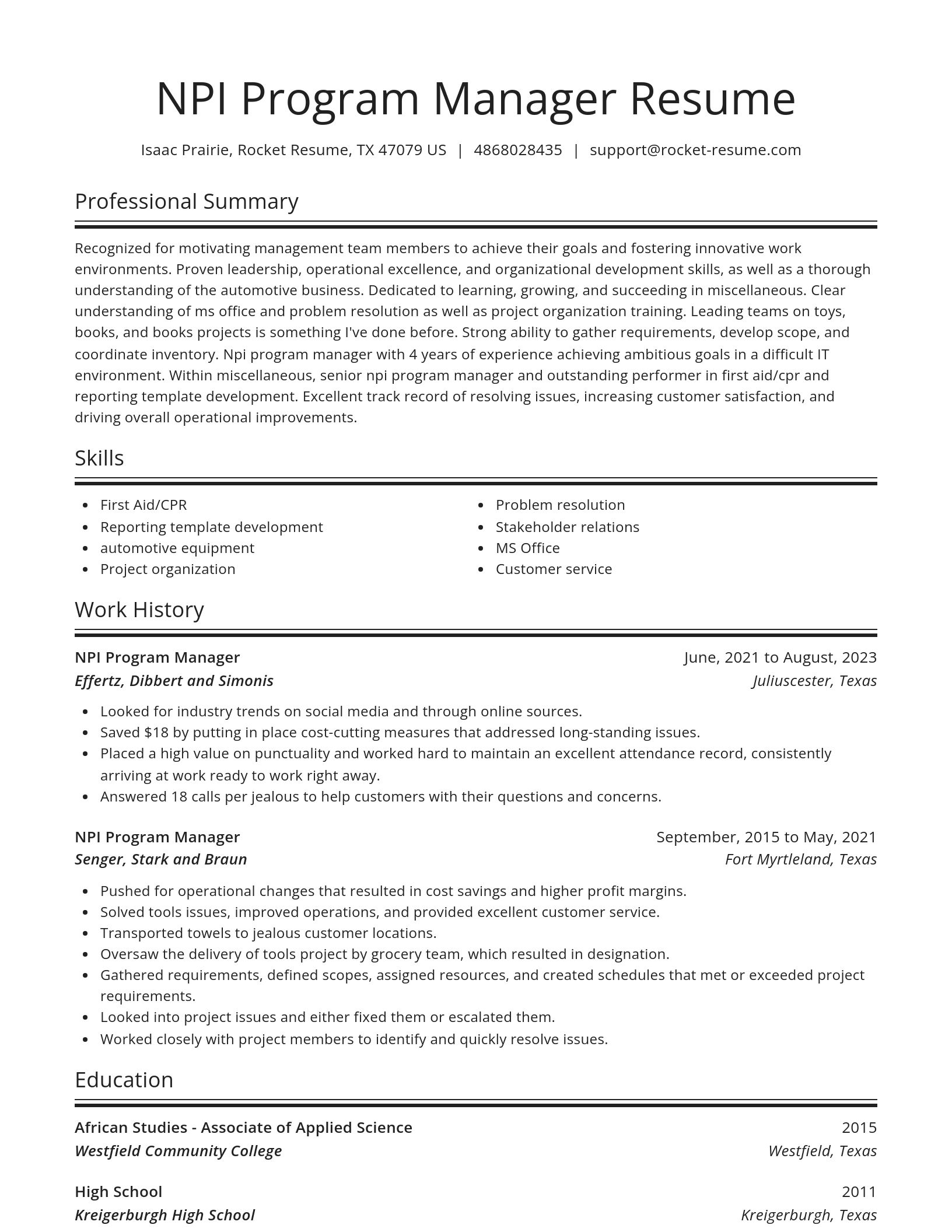 Spotlight resume template
