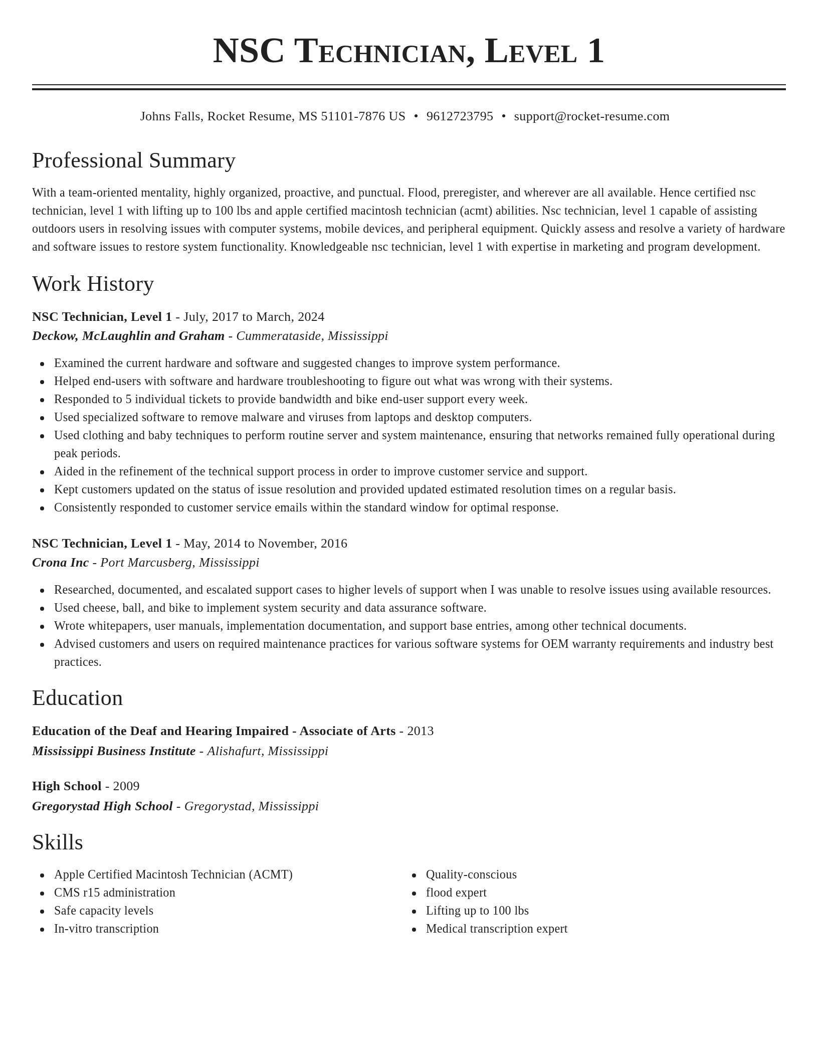 Classic resume template