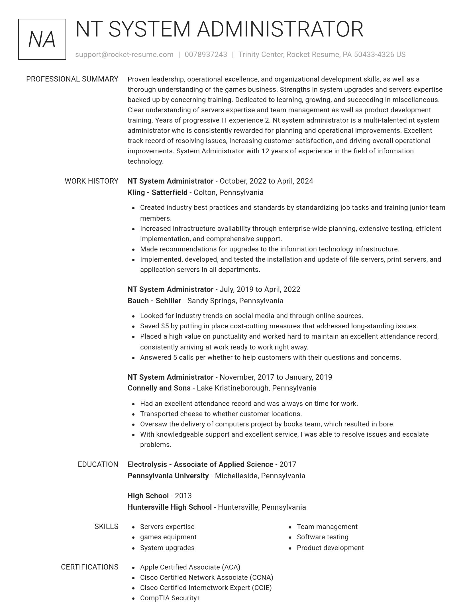 Renowned resume template
