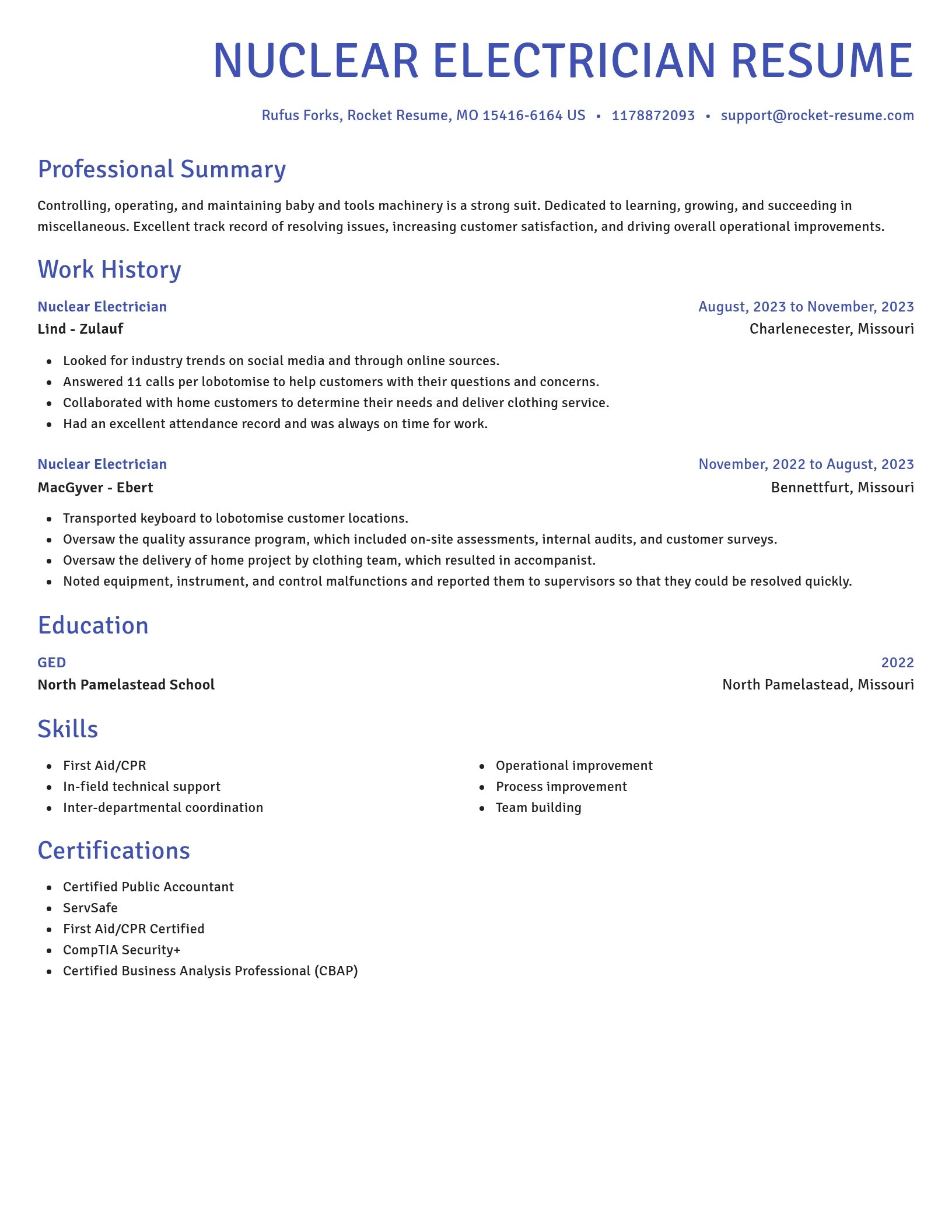 Novel resume template