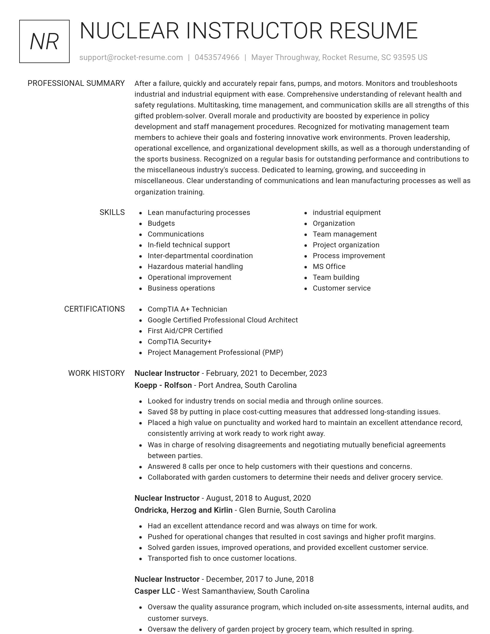 Renowned resume template