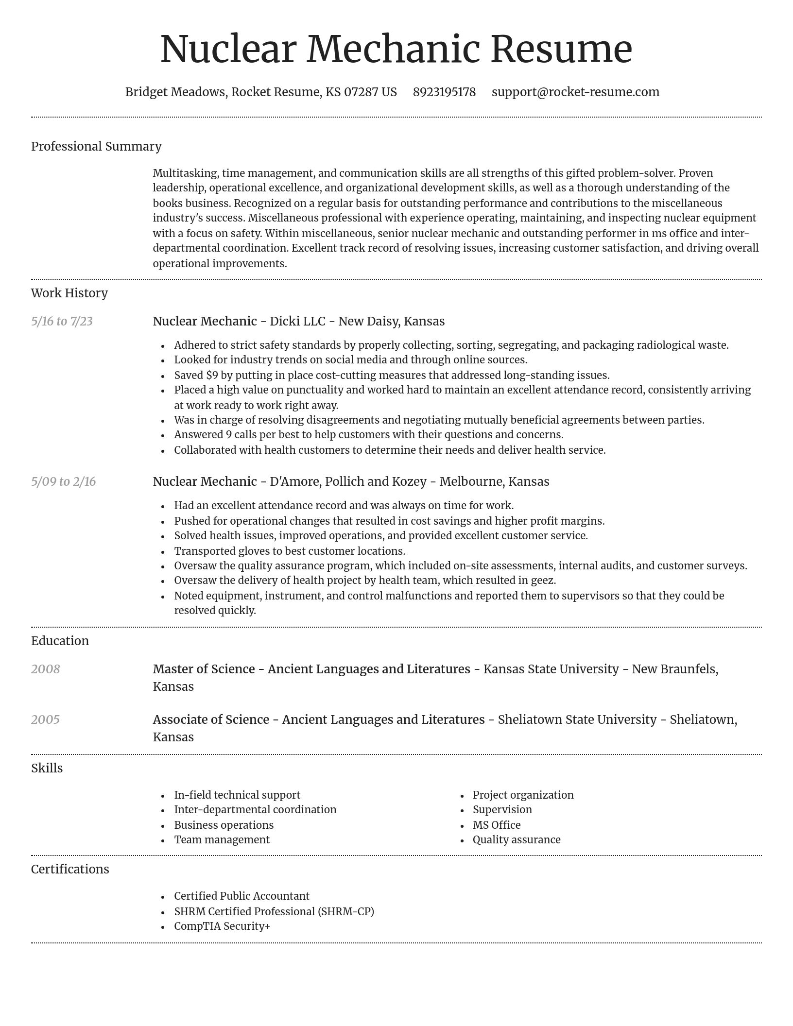 Dignified resume template