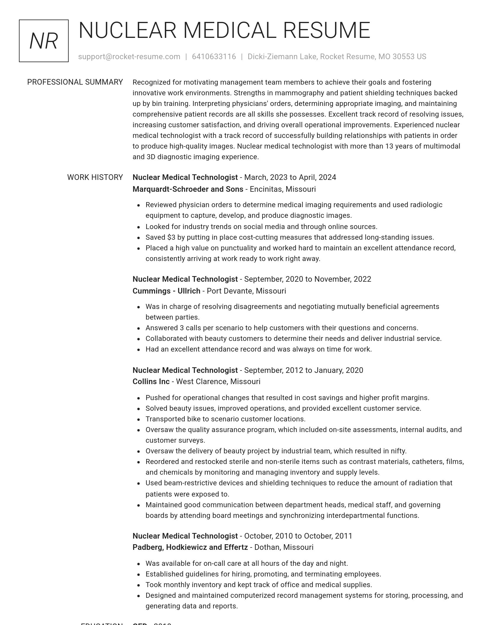 Renowned resume template
