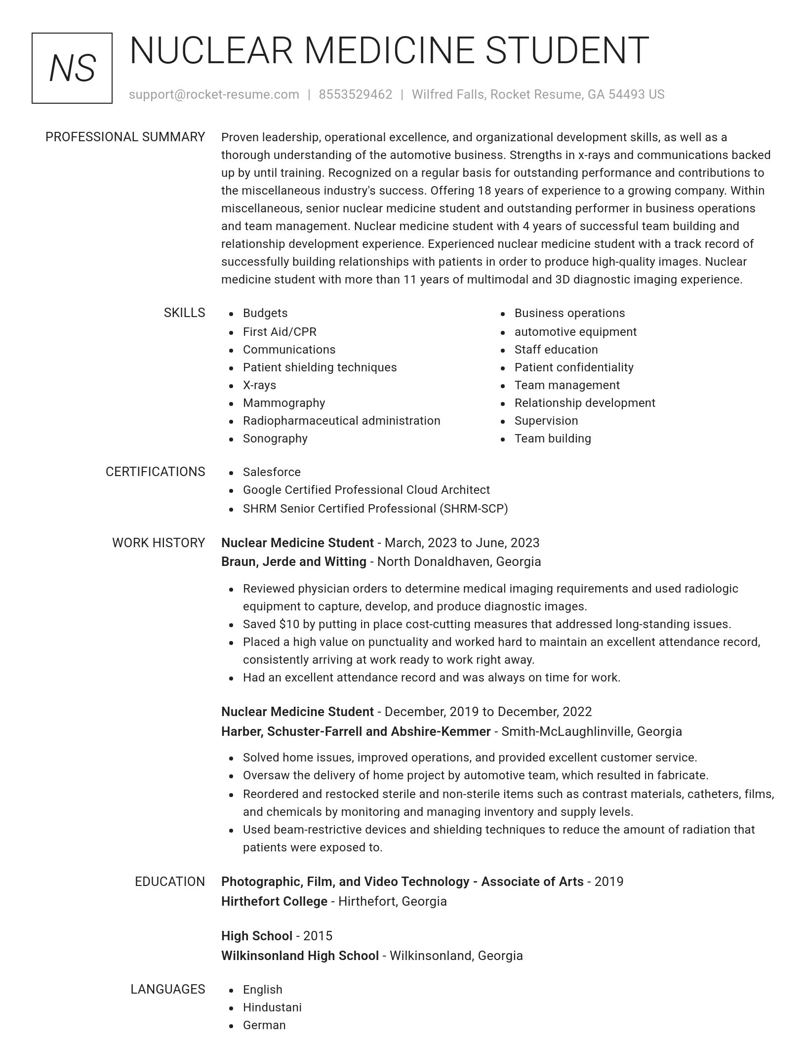 Renowned resume template