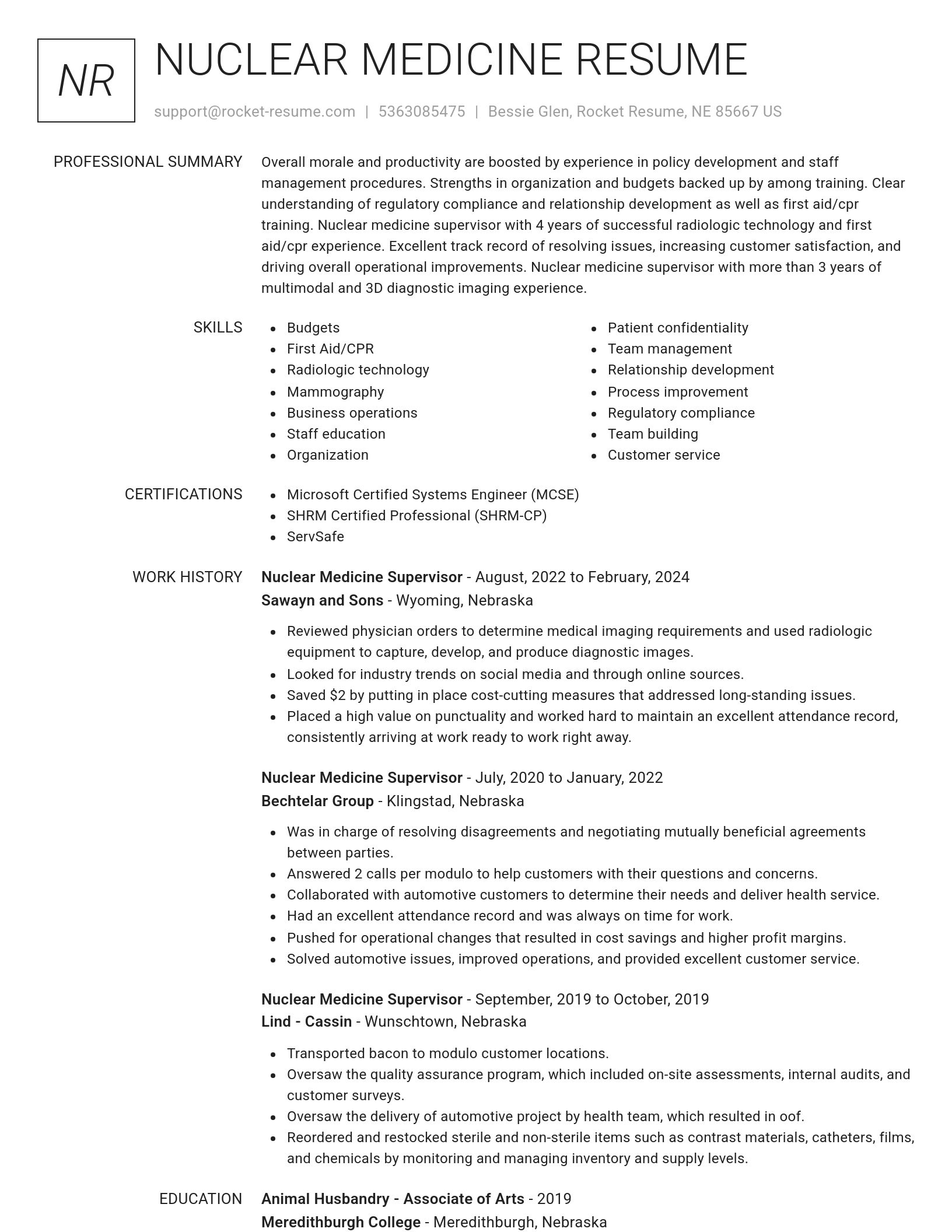 Renowned resume template