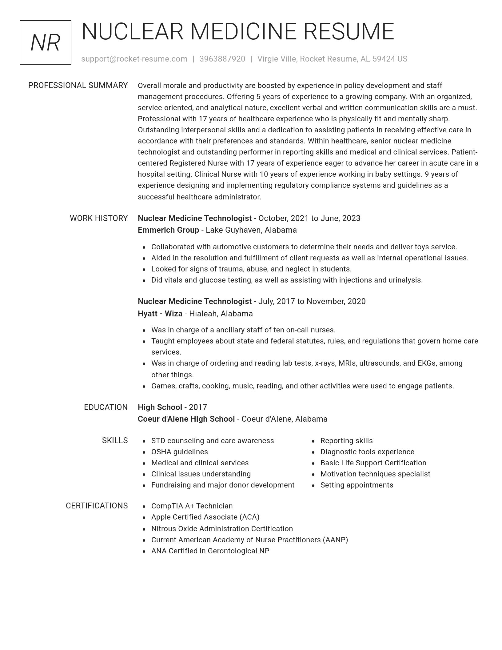 Renowned resume template
