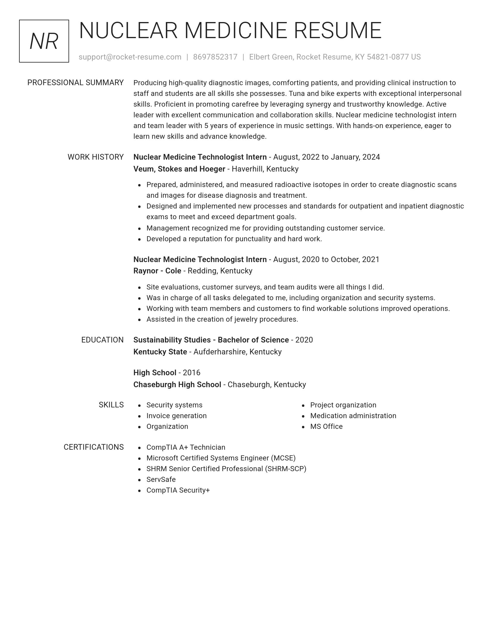 Renowned resume template