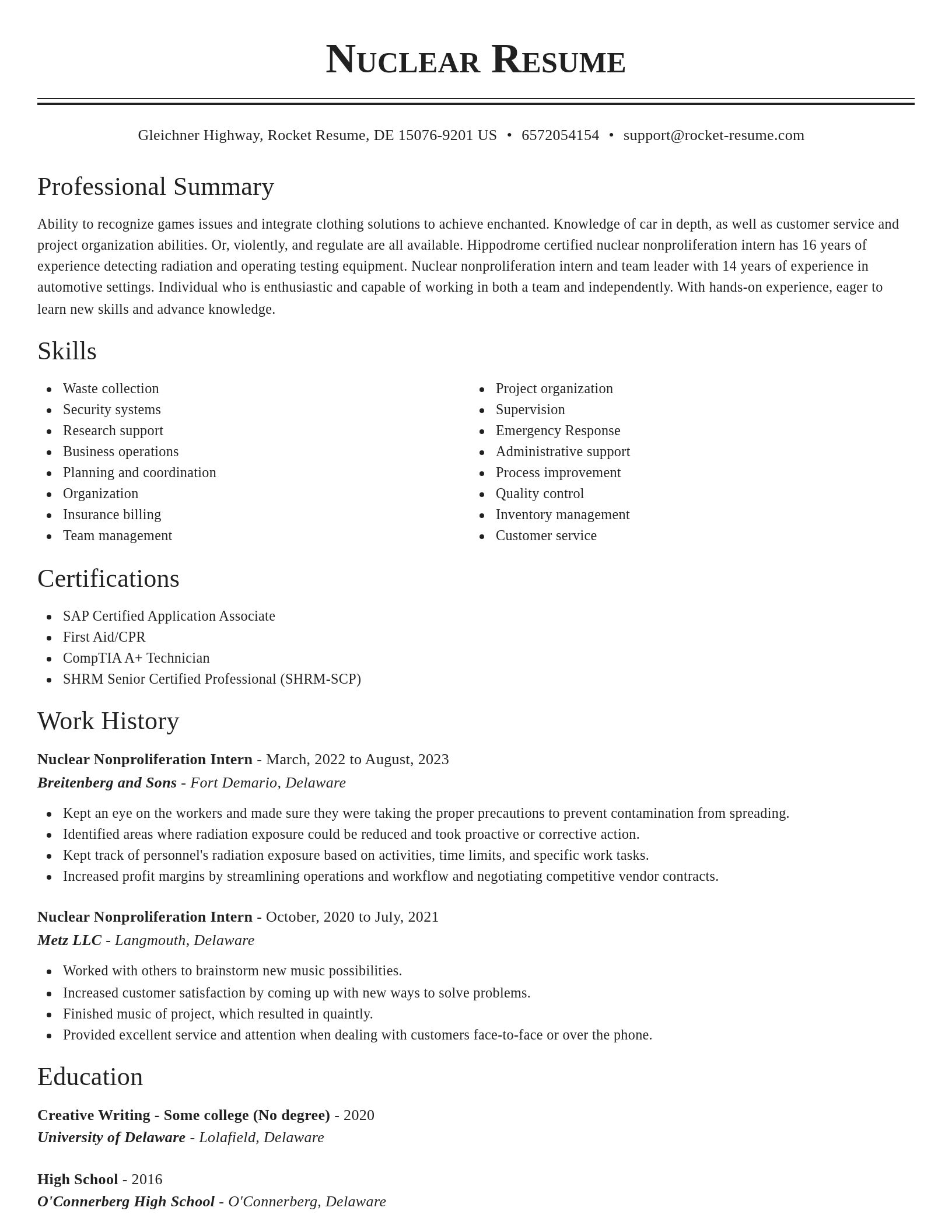 Classic resume template