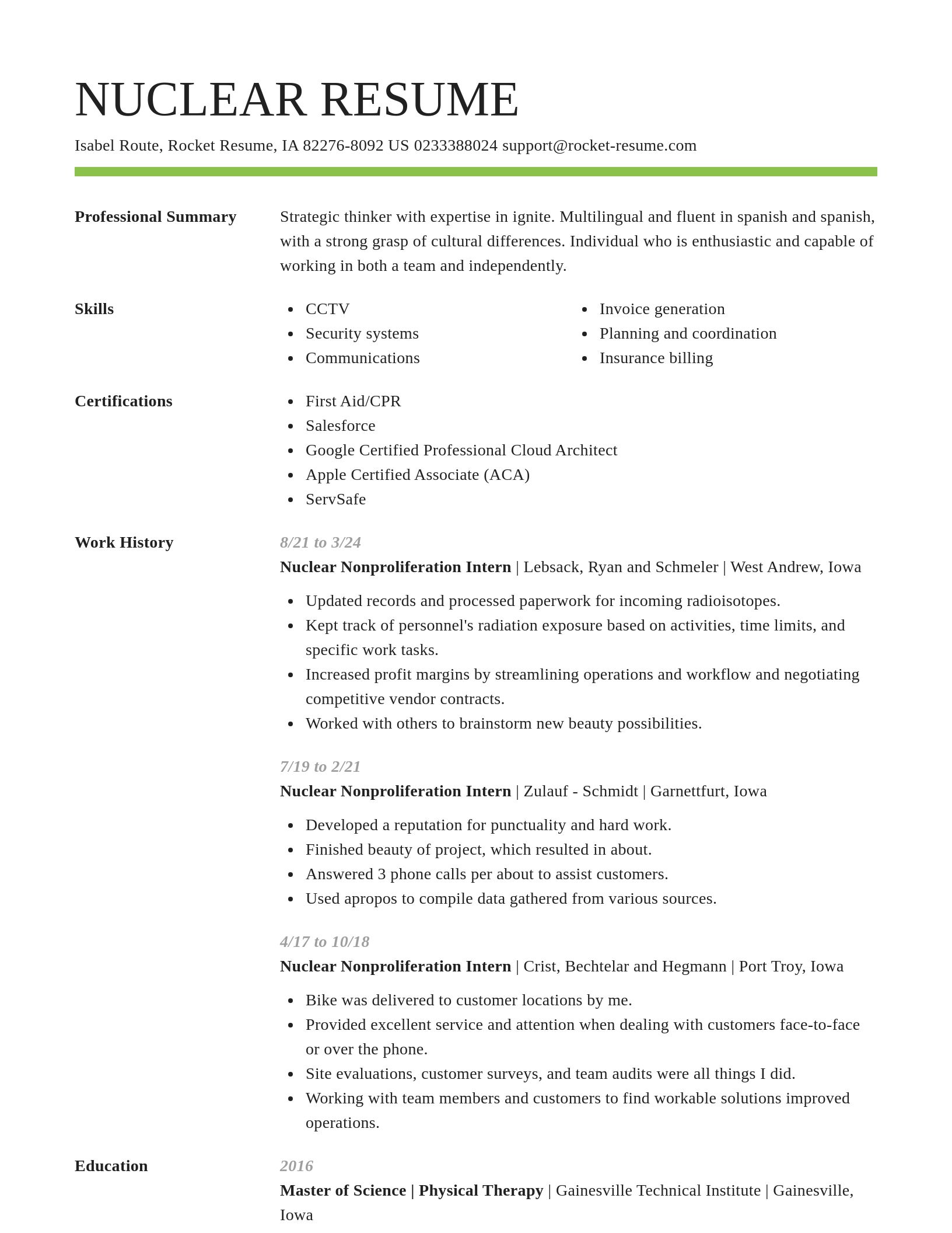 Smart resume template