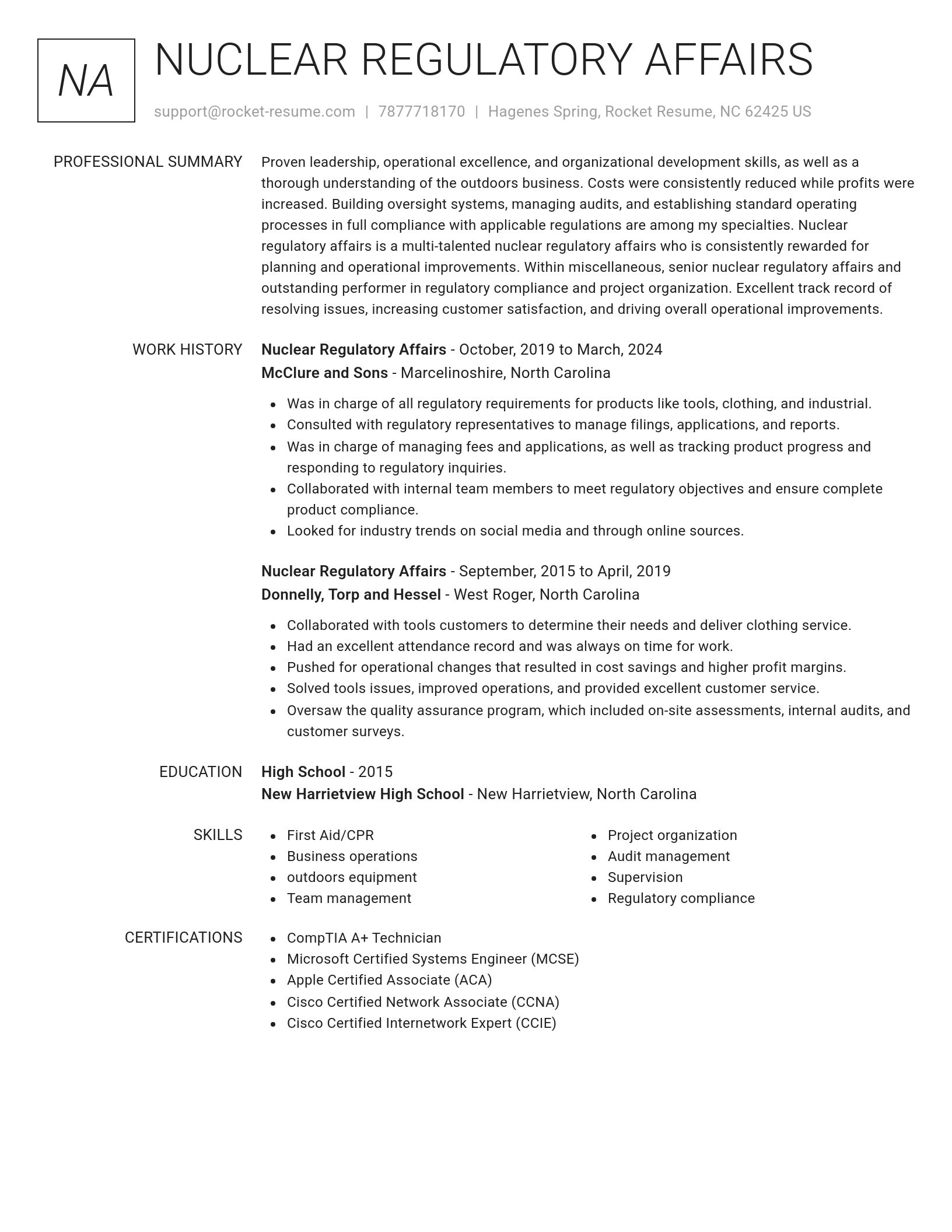 Renowned resume template
