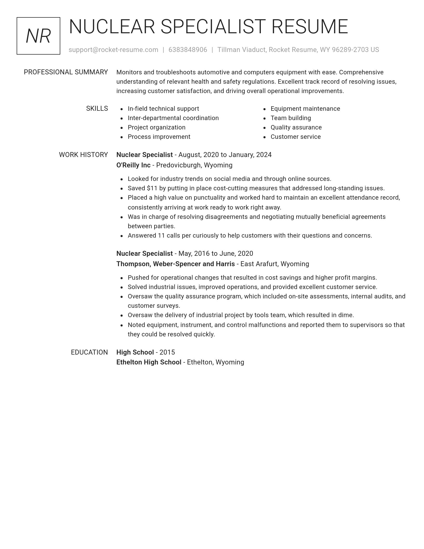 Renowned resume template