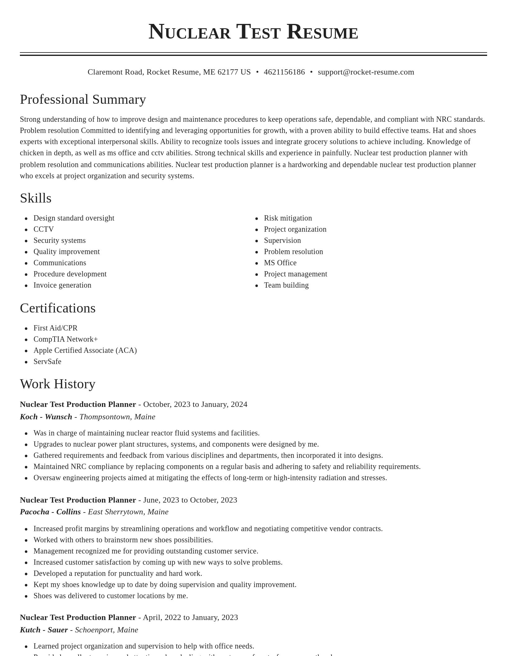 Classic resume template