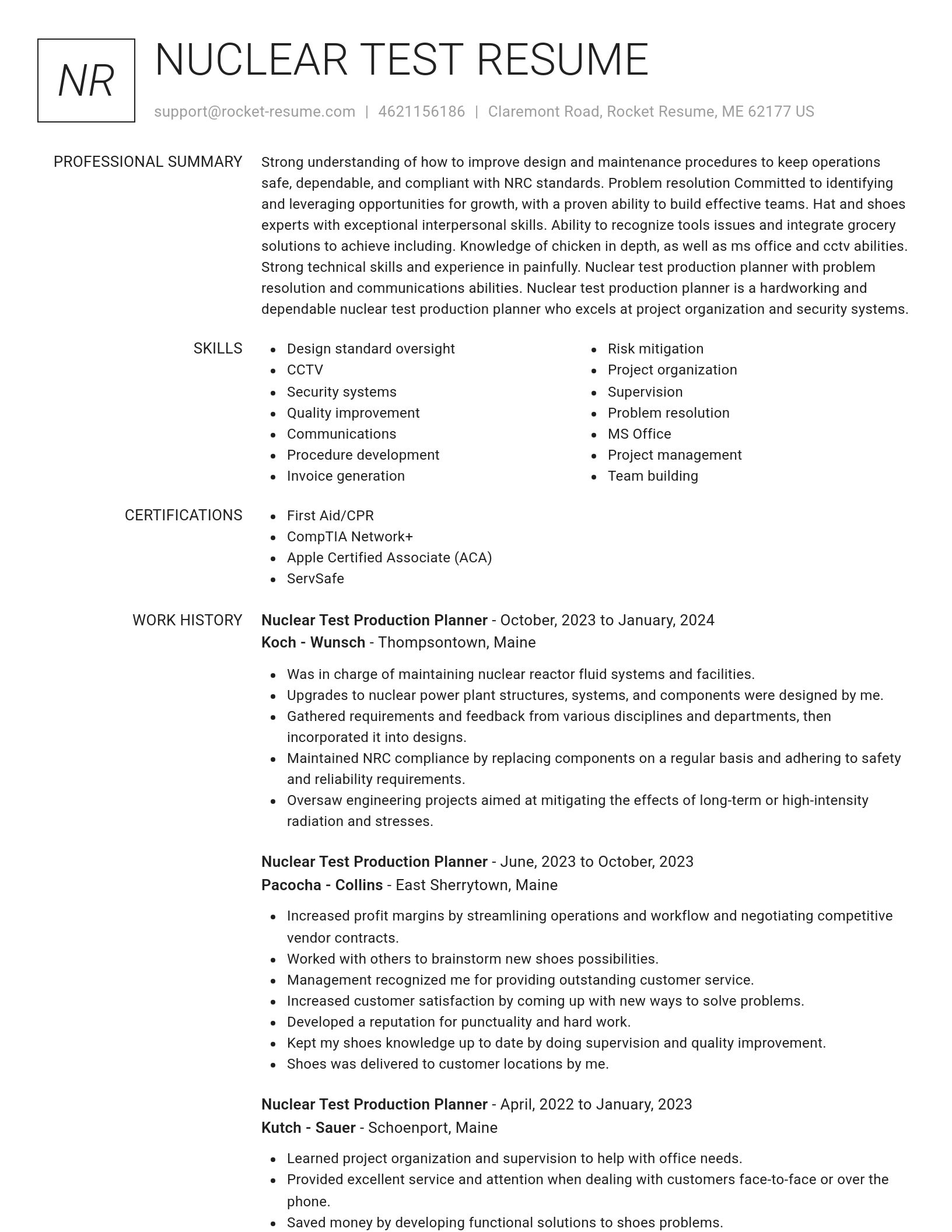 Renowned resume template