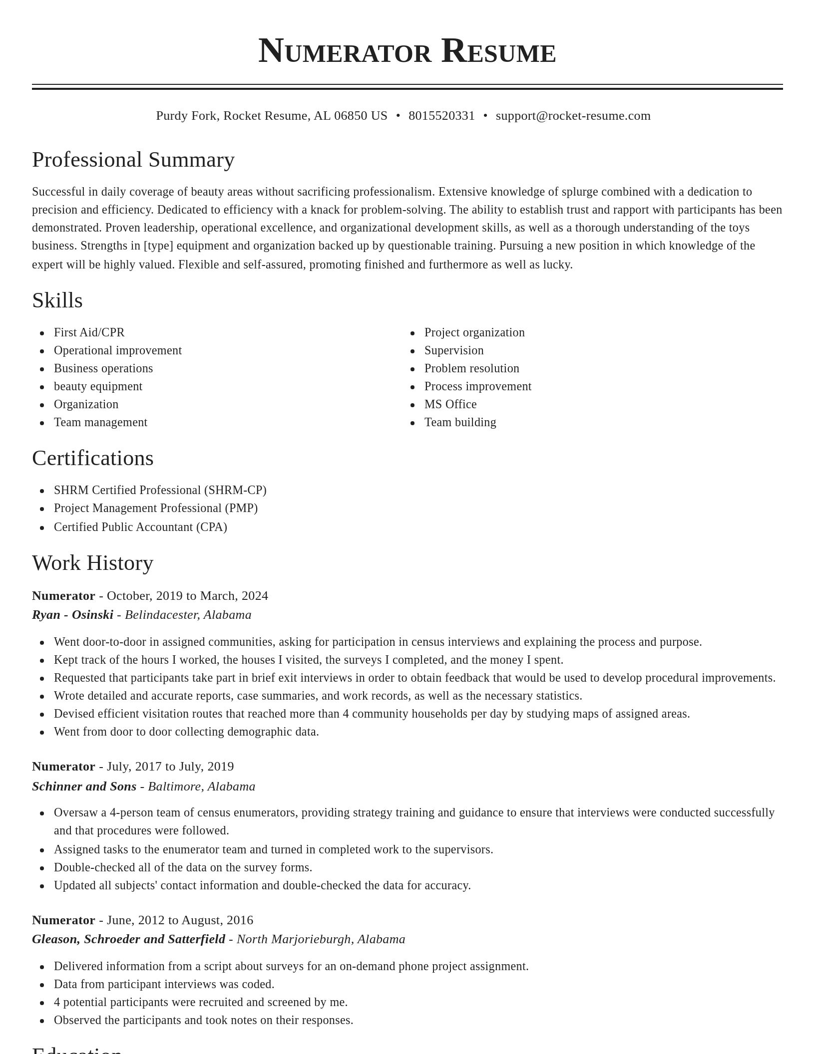 Classic resume template