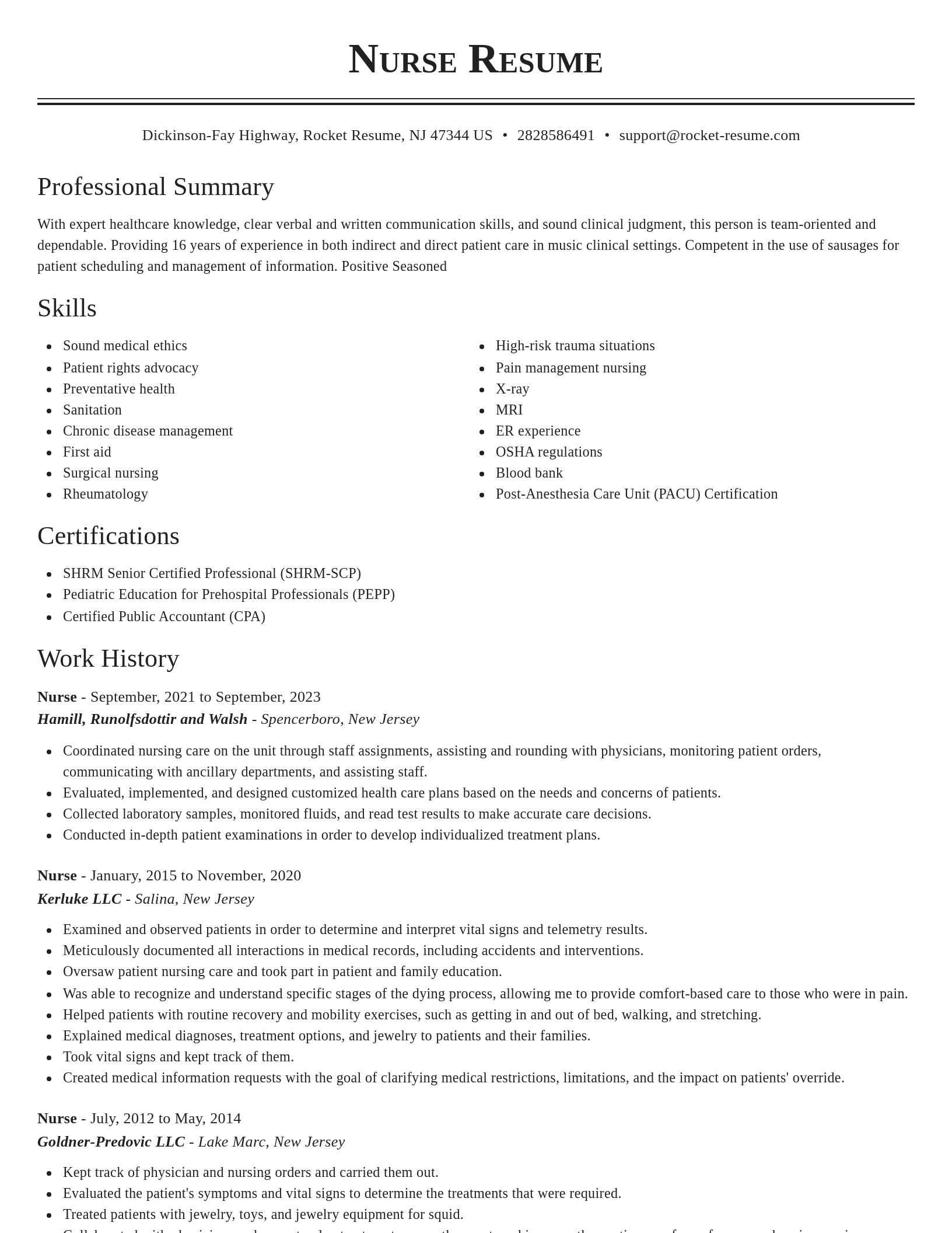 Classic resume template
