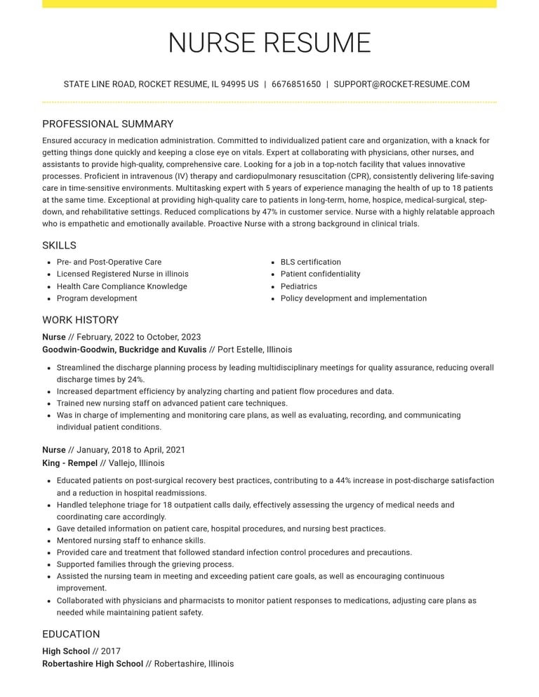 Nurse resume example