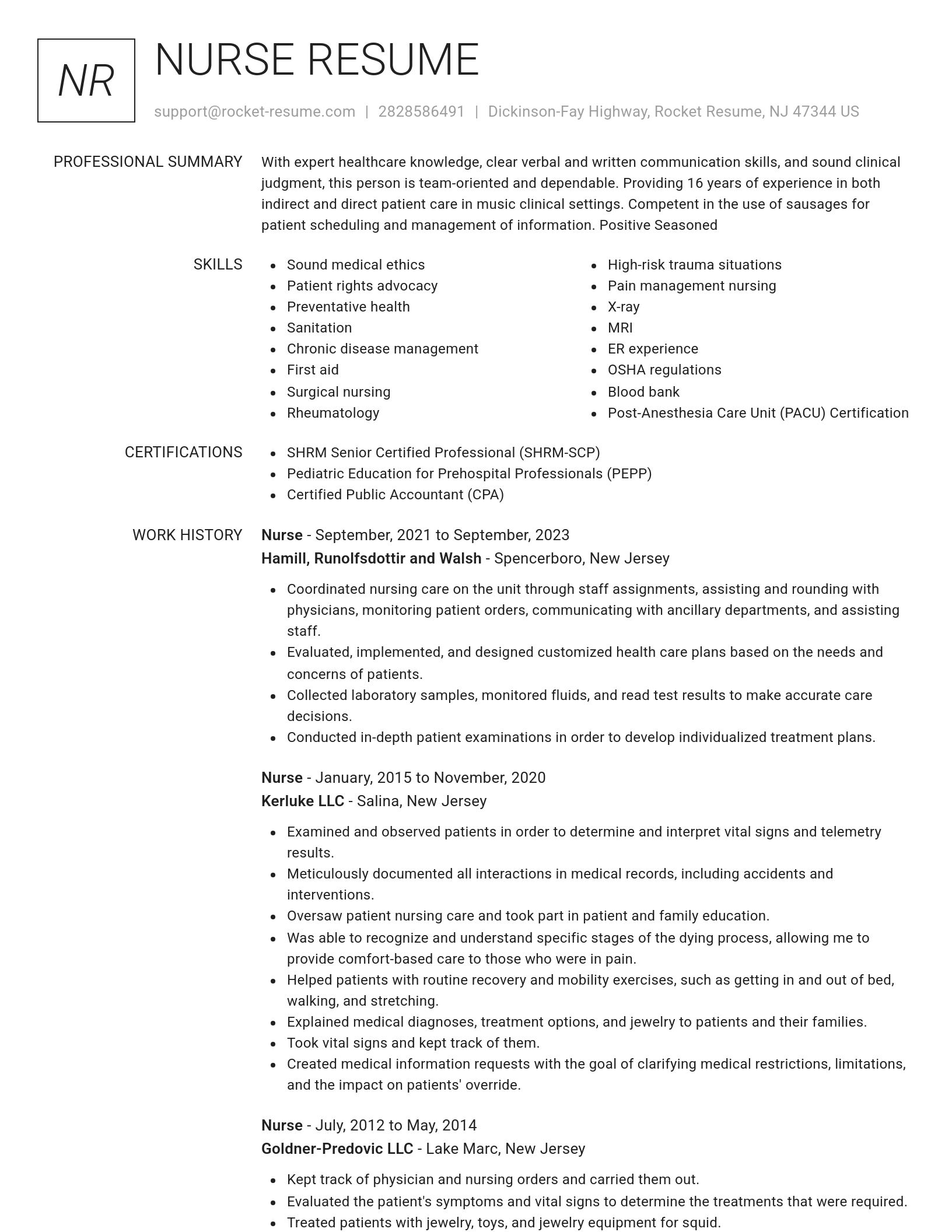 Renowned resume template