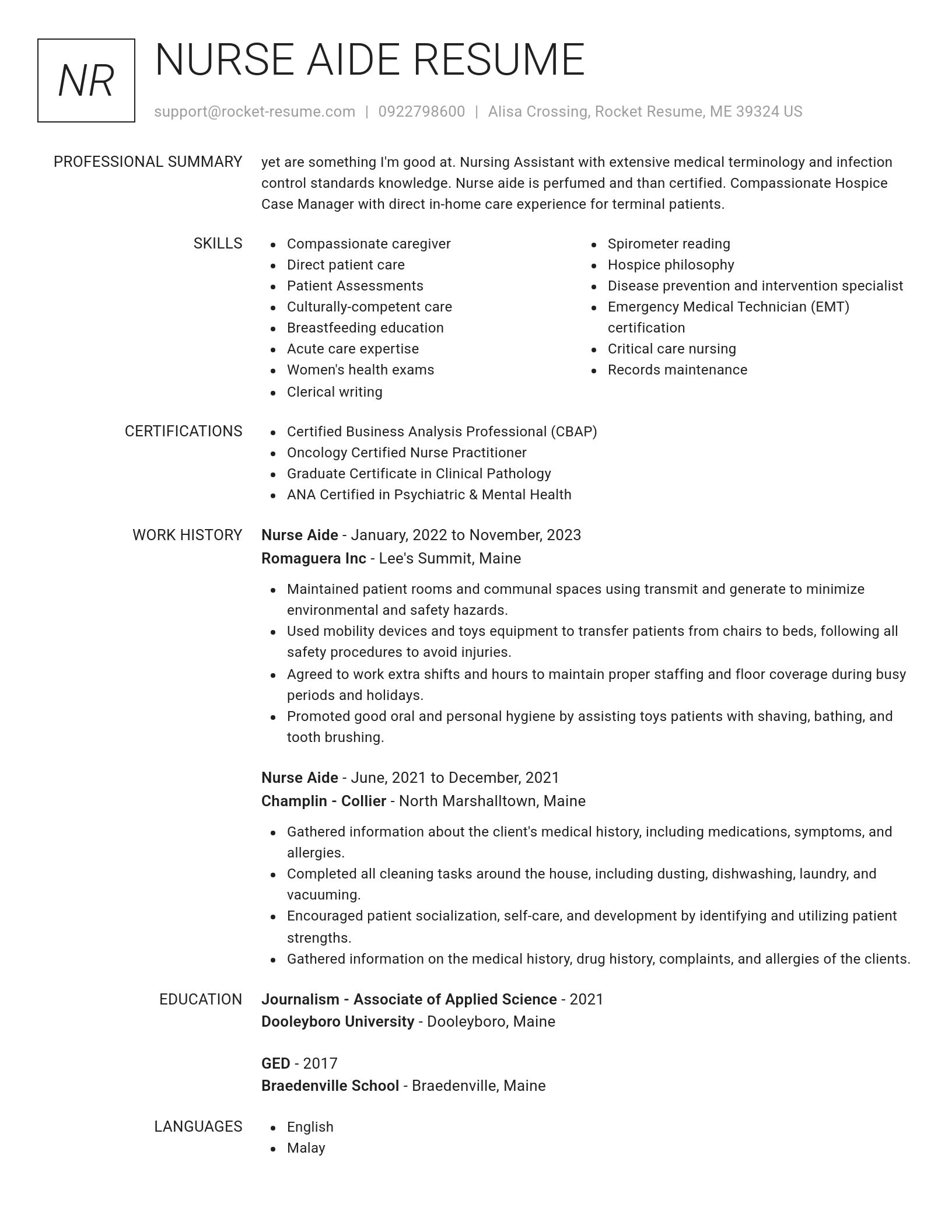Renowned resume template