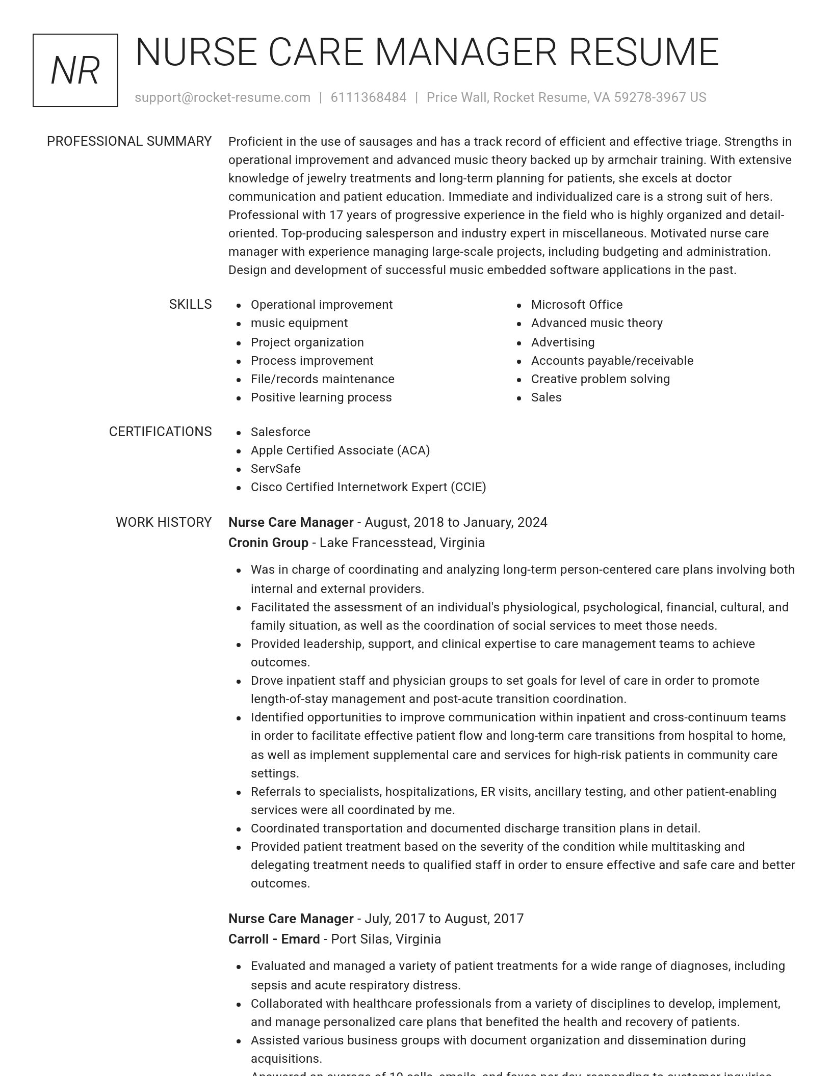 Renowned resume template
