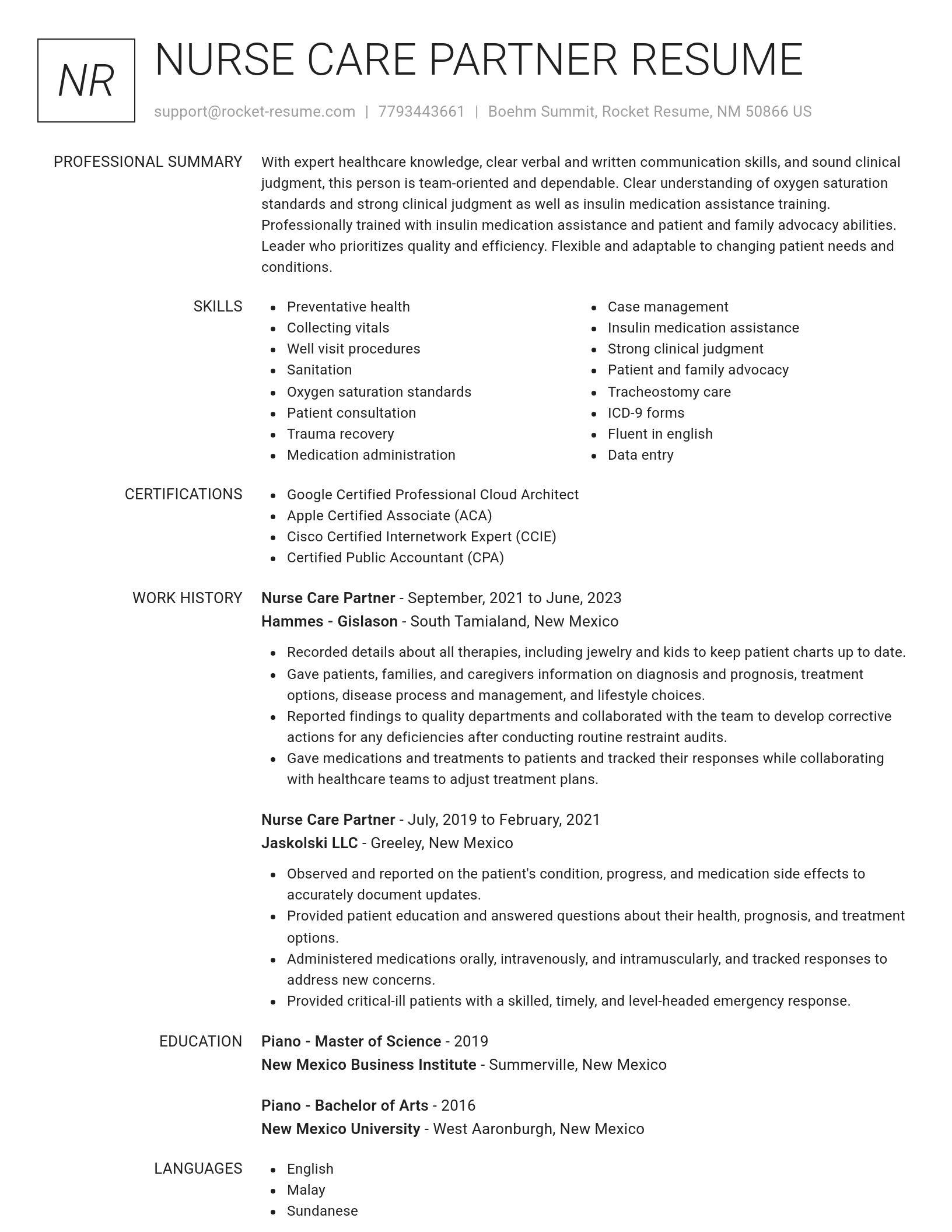 Renowned resume template