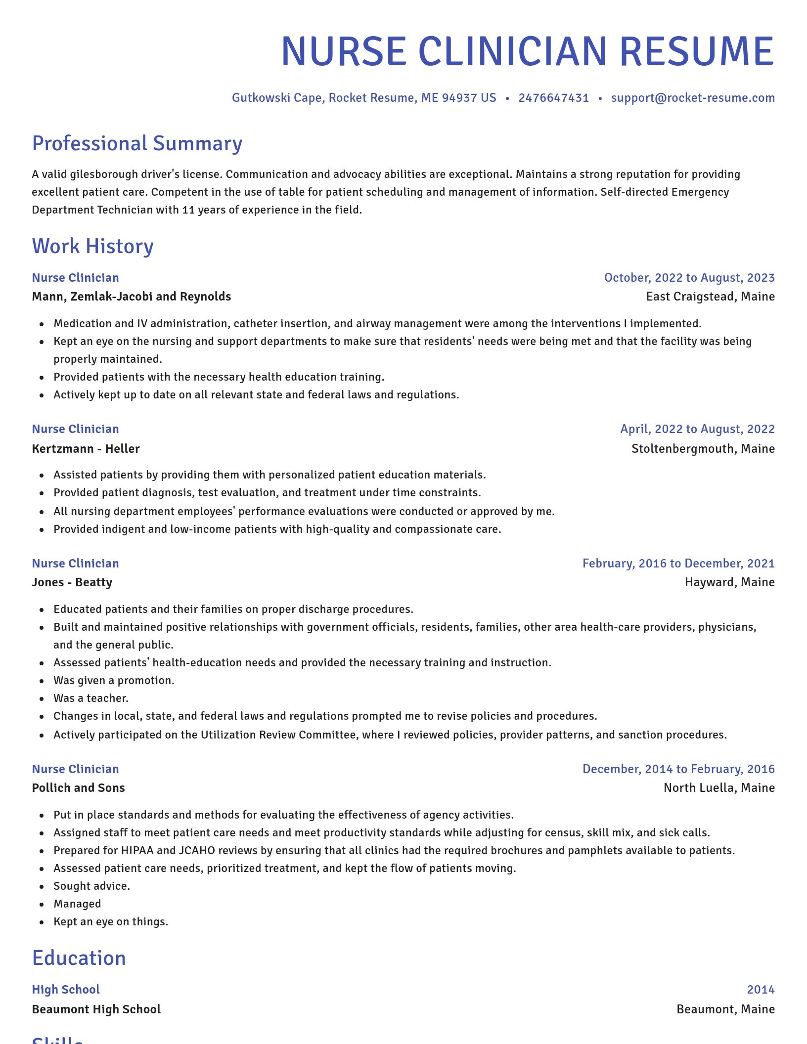 Novel resume template