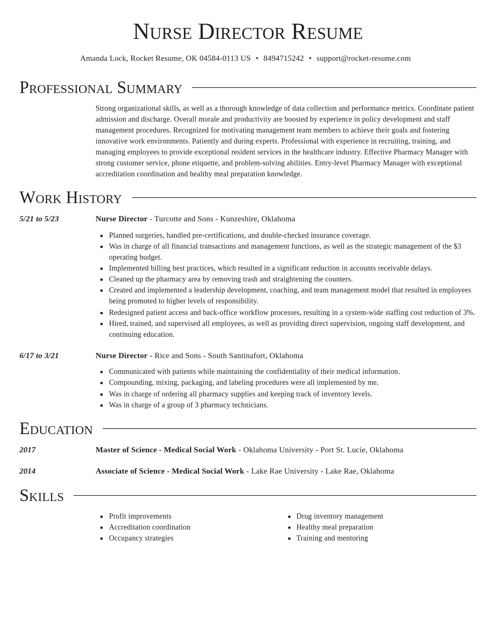Director resume template