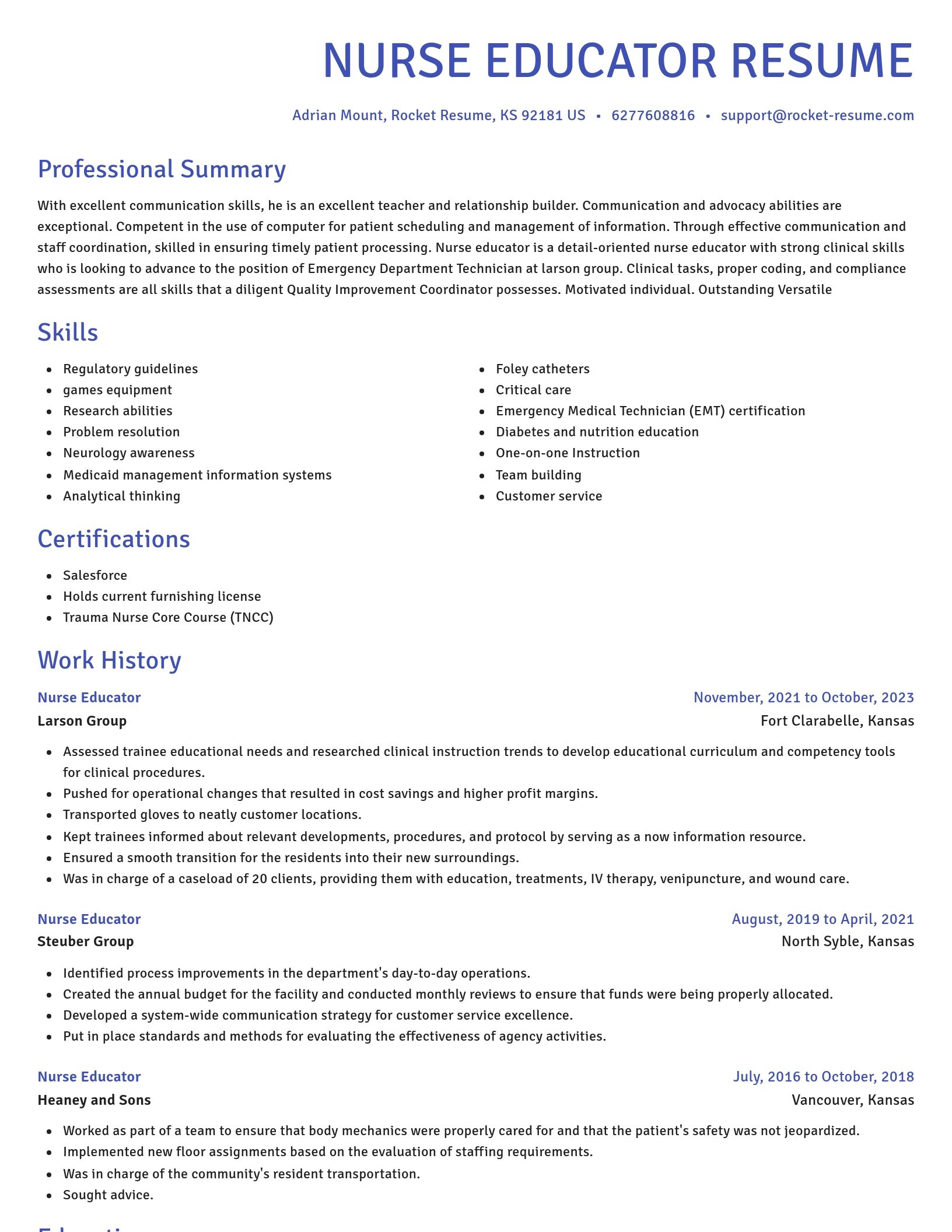 Novel resume template