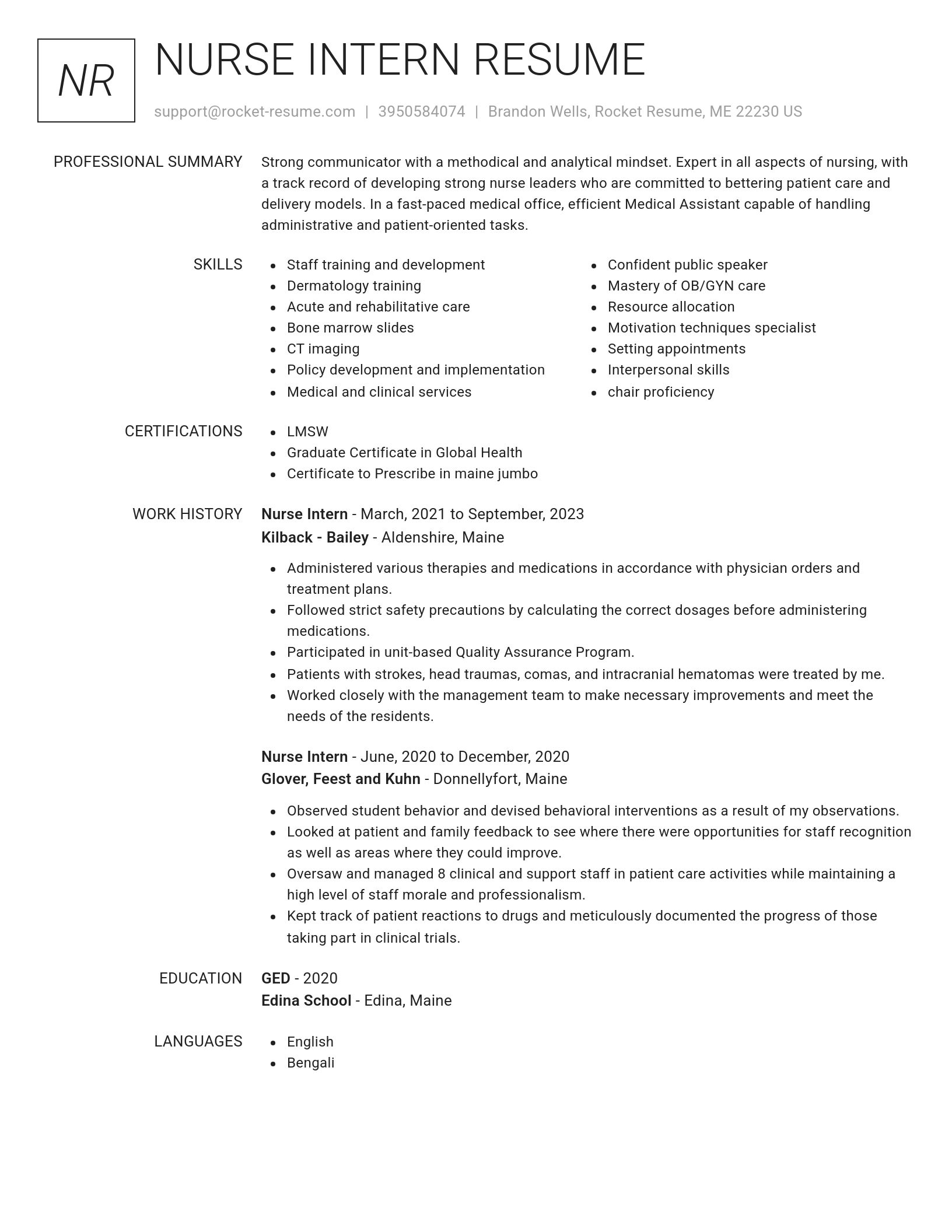Renowned resume template