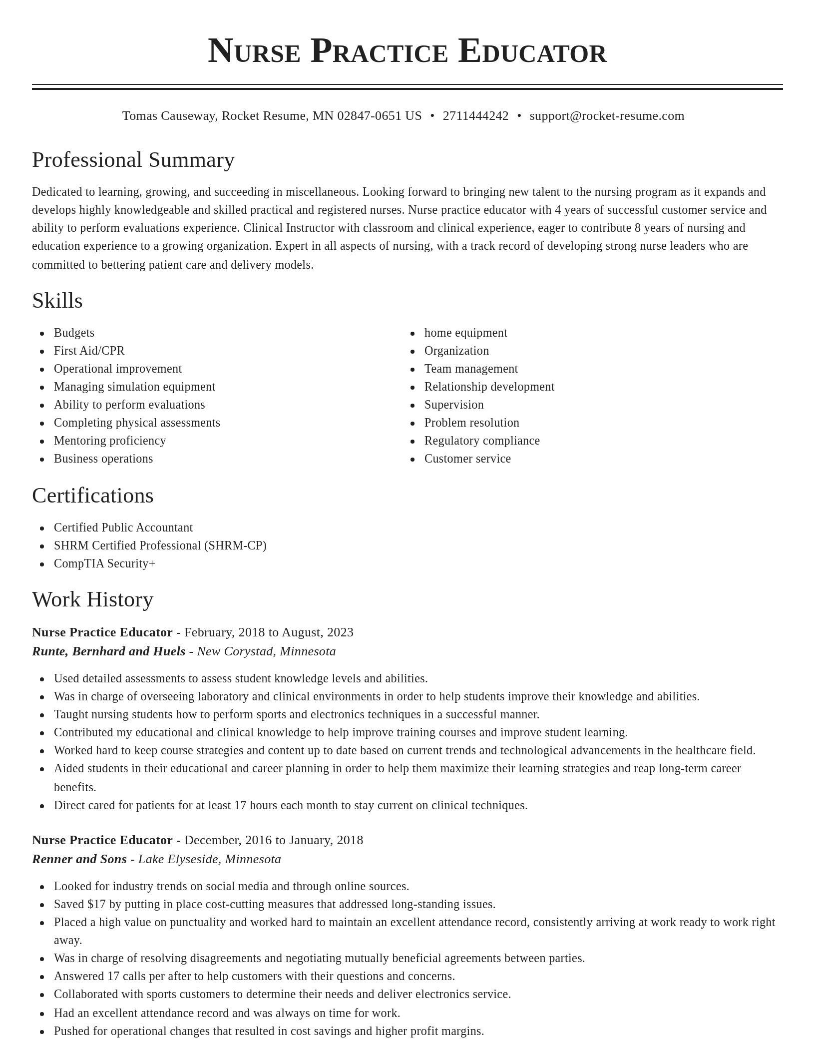 Classic resume template