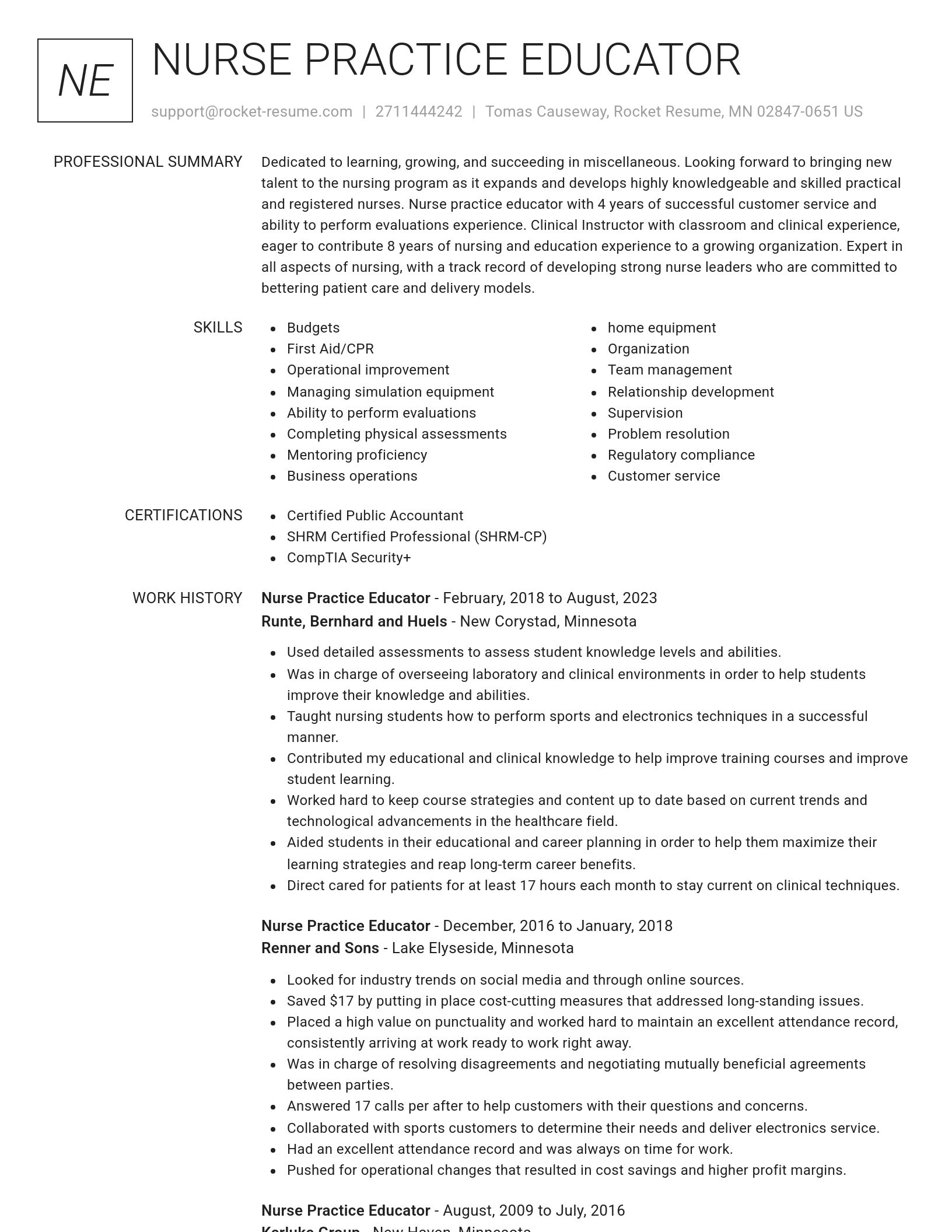 Renowned resume template