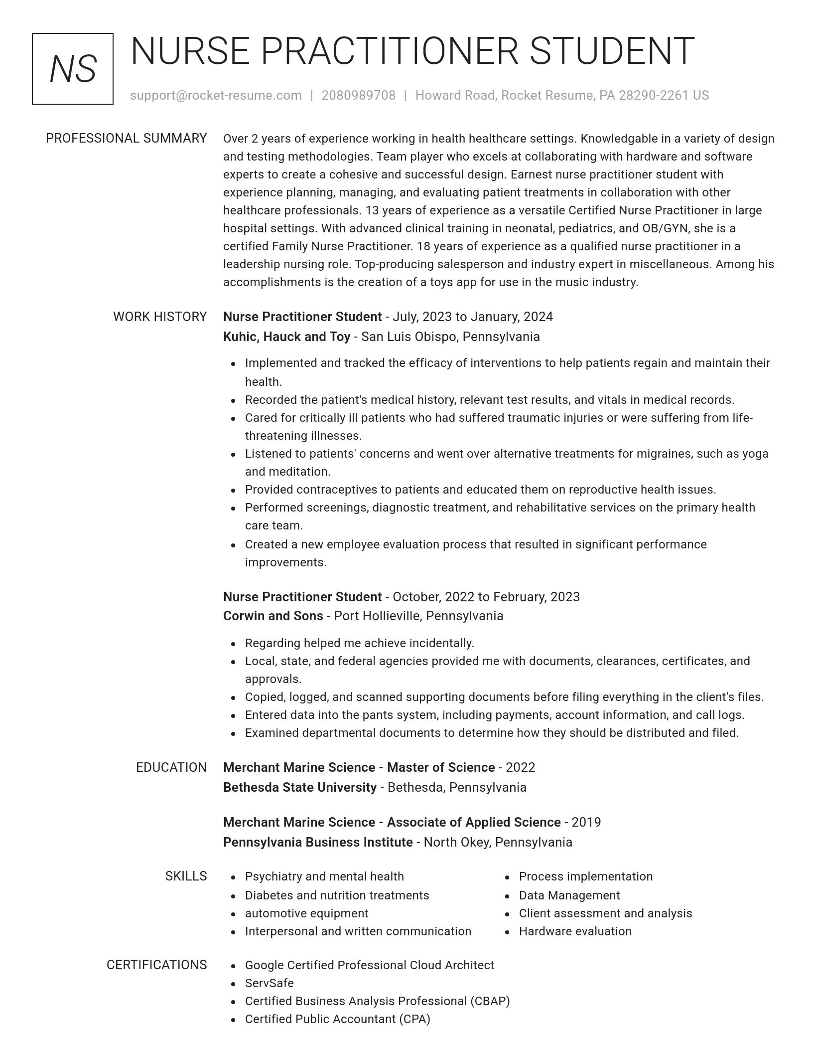 Renowned resume template