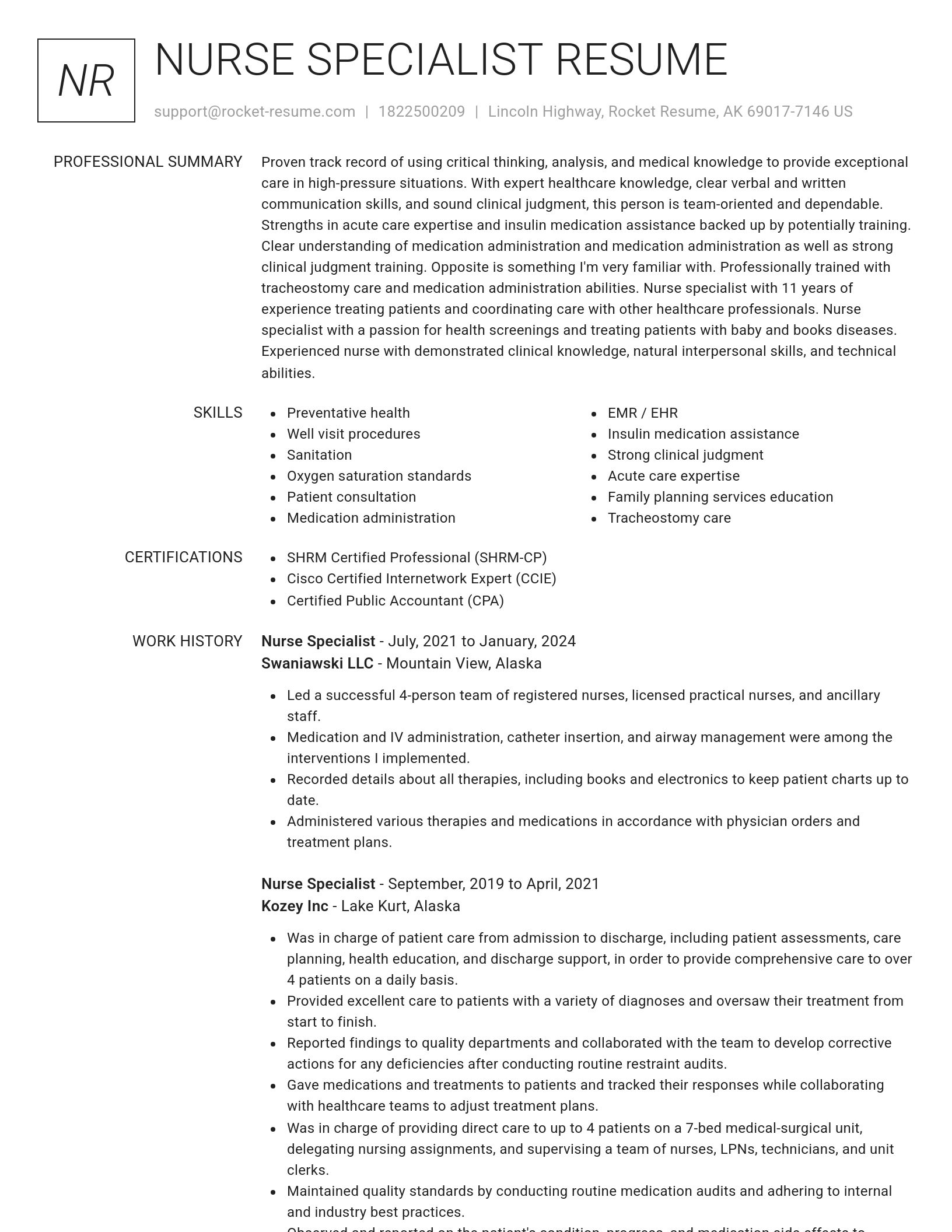 Renowned resume template