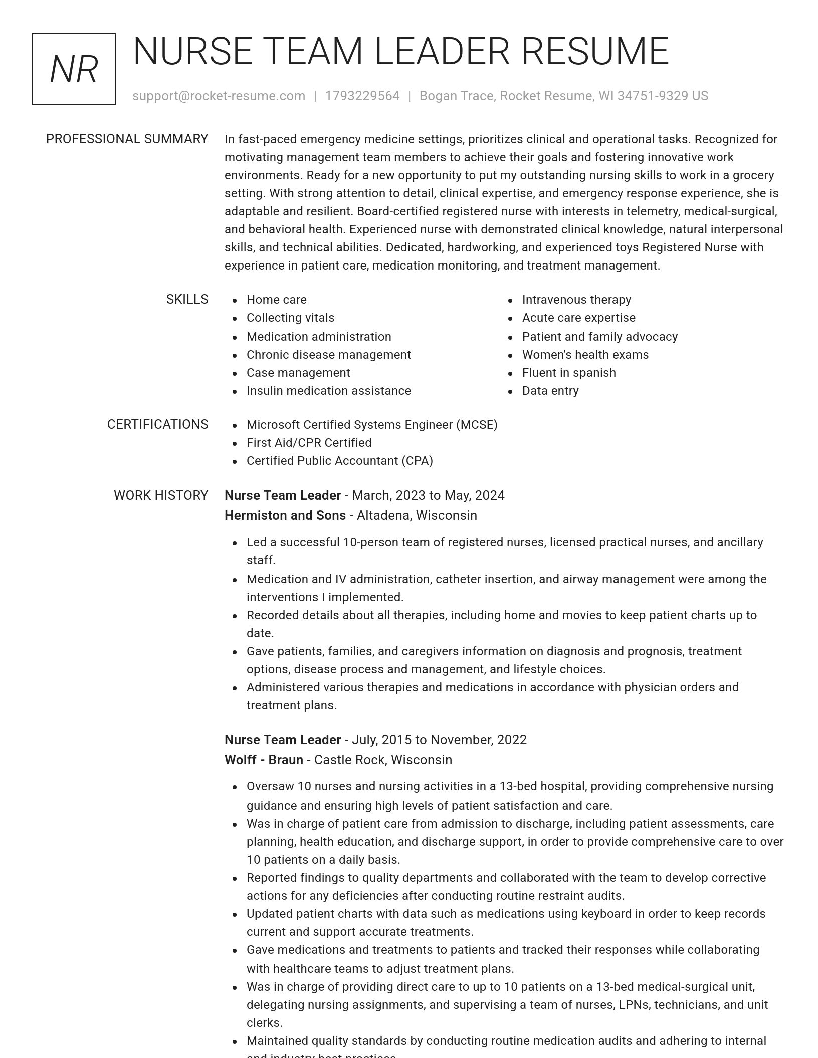 Renowned resume template
