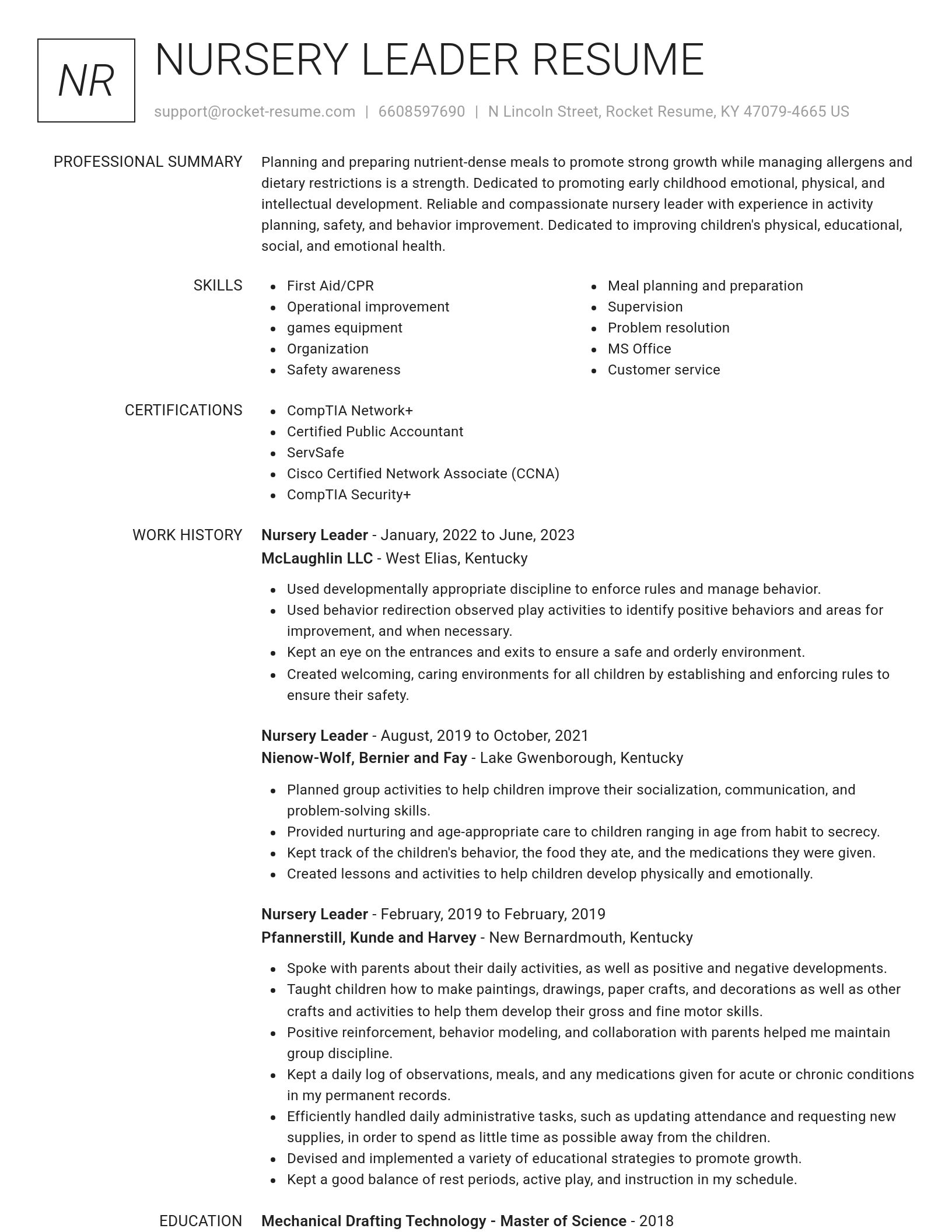 Renowned resume template