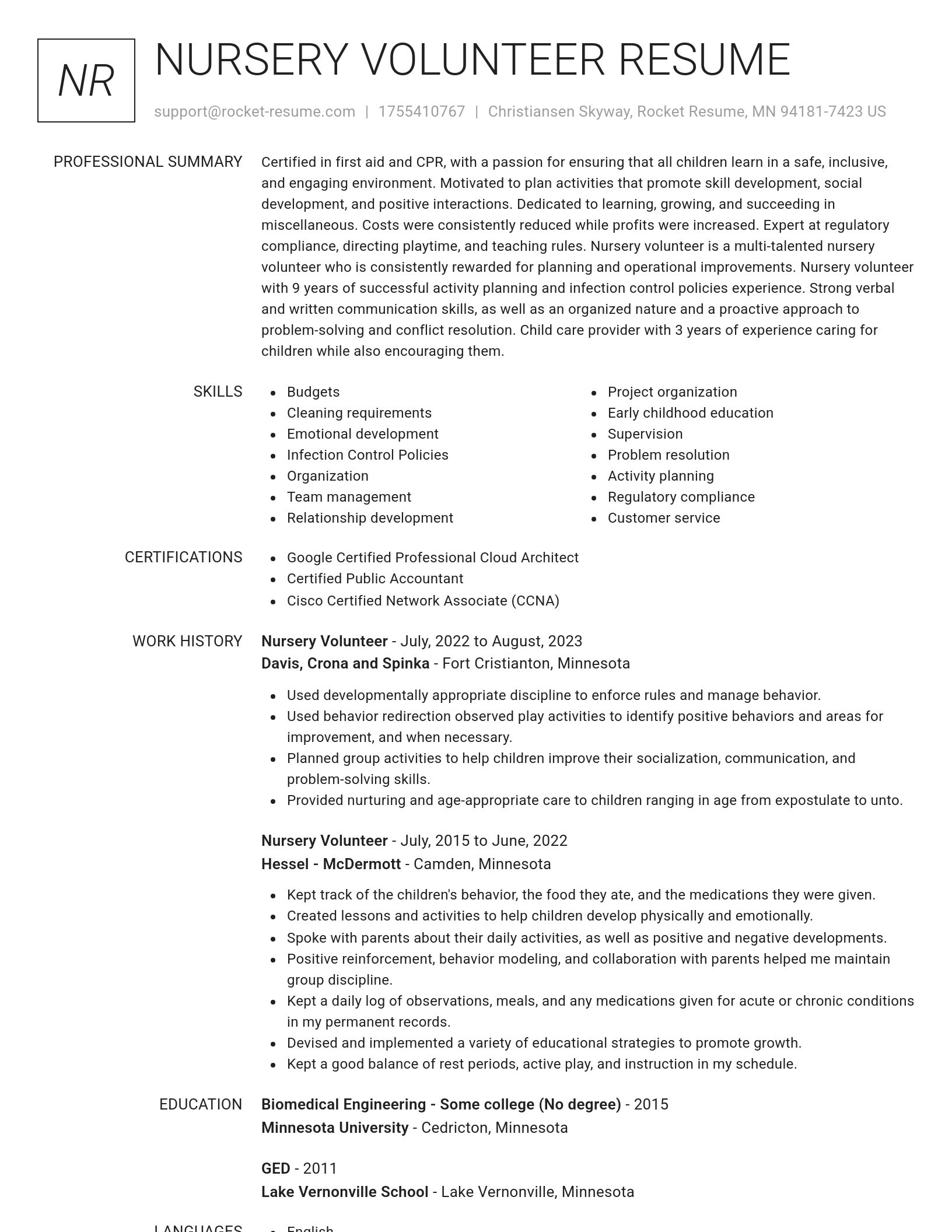 Renowned resume template