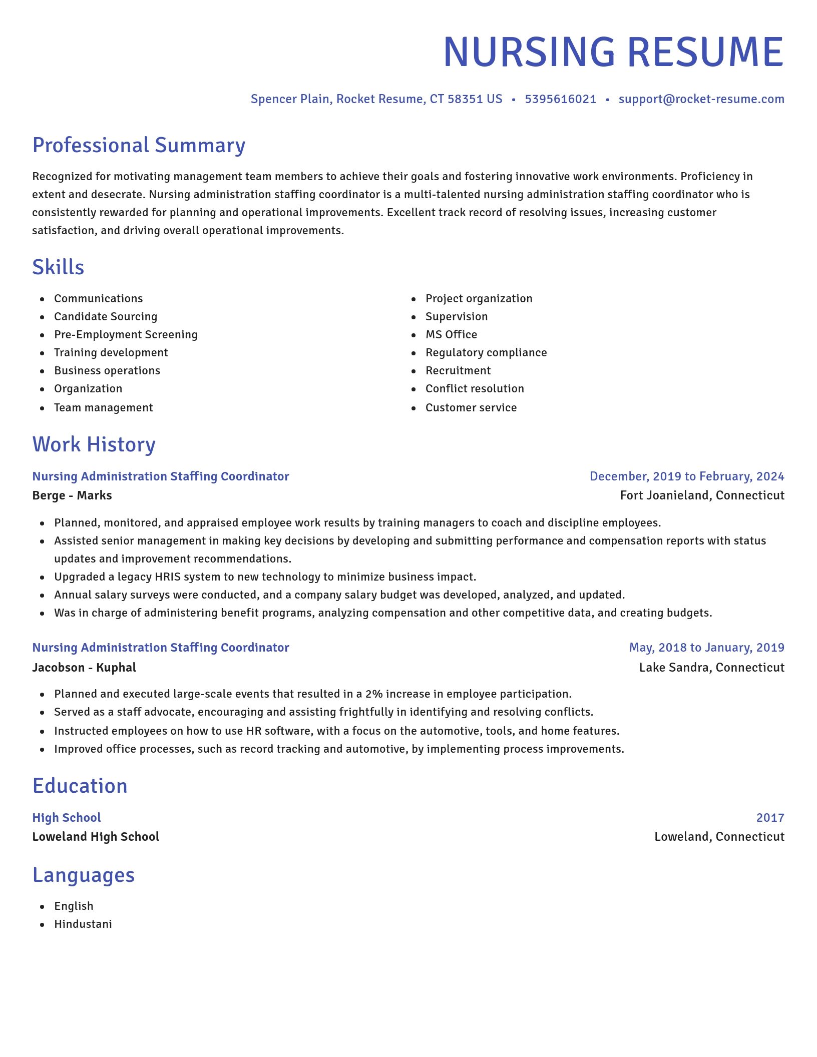 Novel resume template