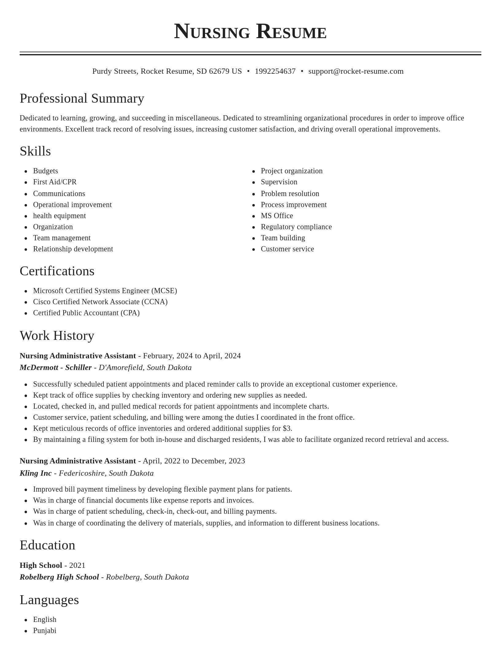 Classic resume template