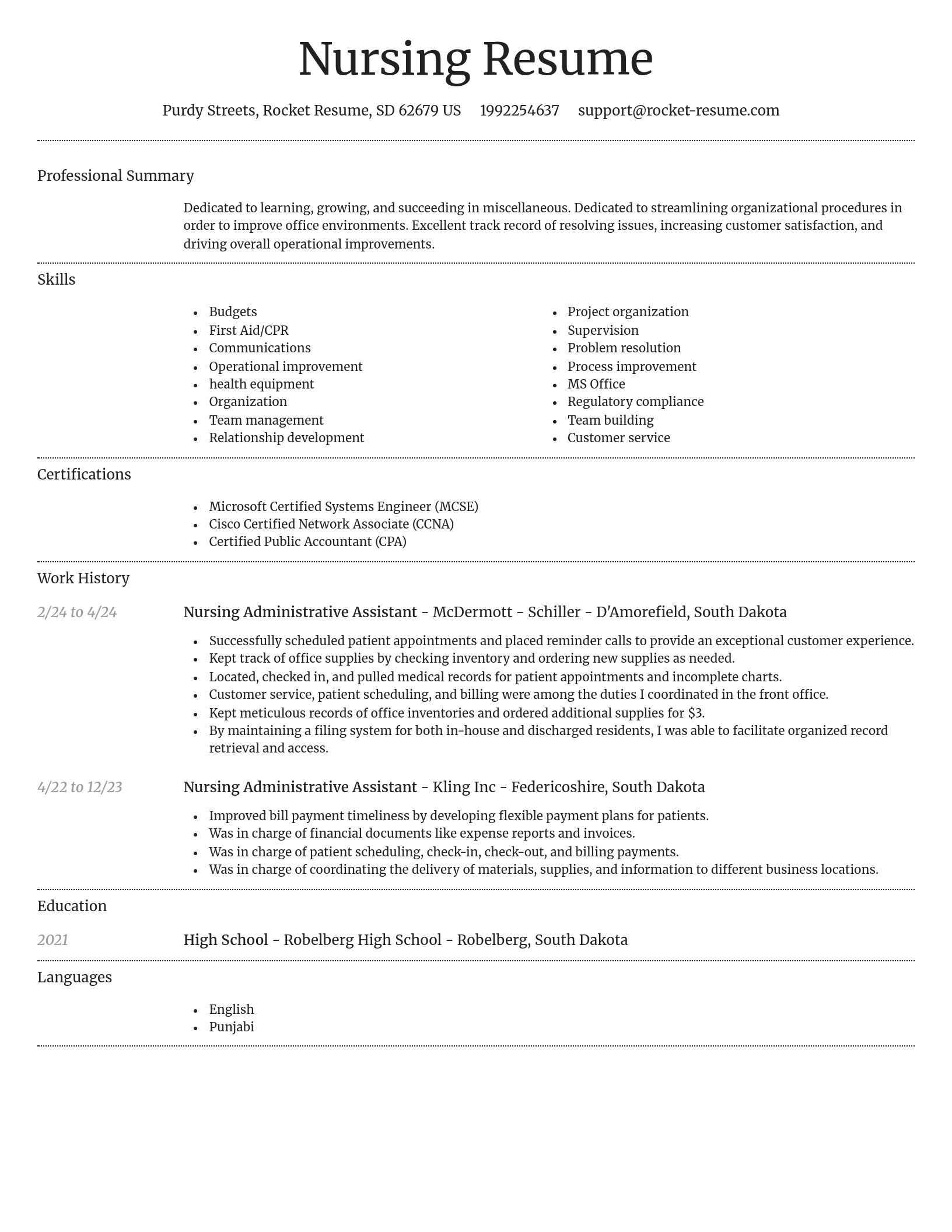 Dignified resume template