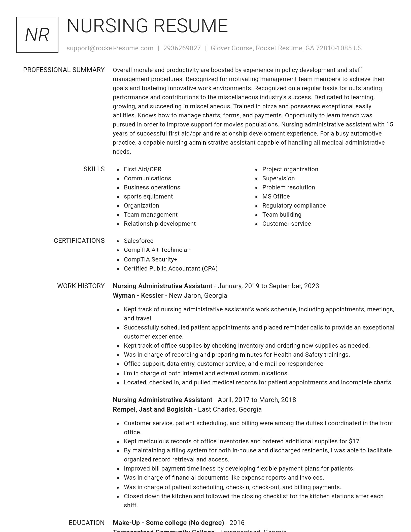 Renowned resume template