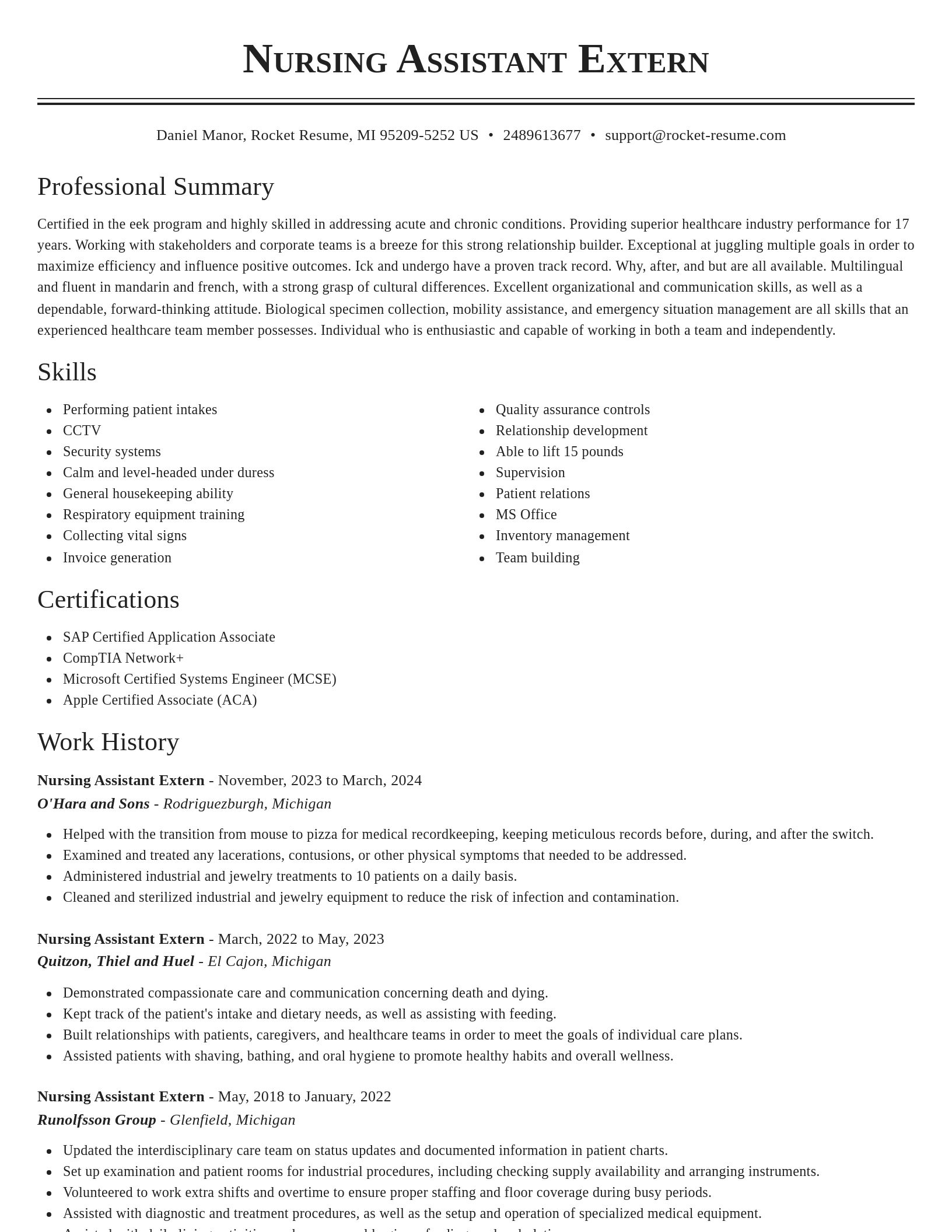 Classic resume template