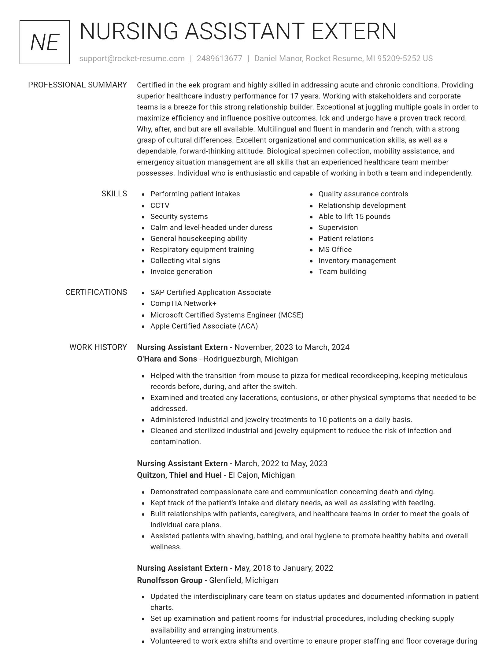 Renowned resume template
