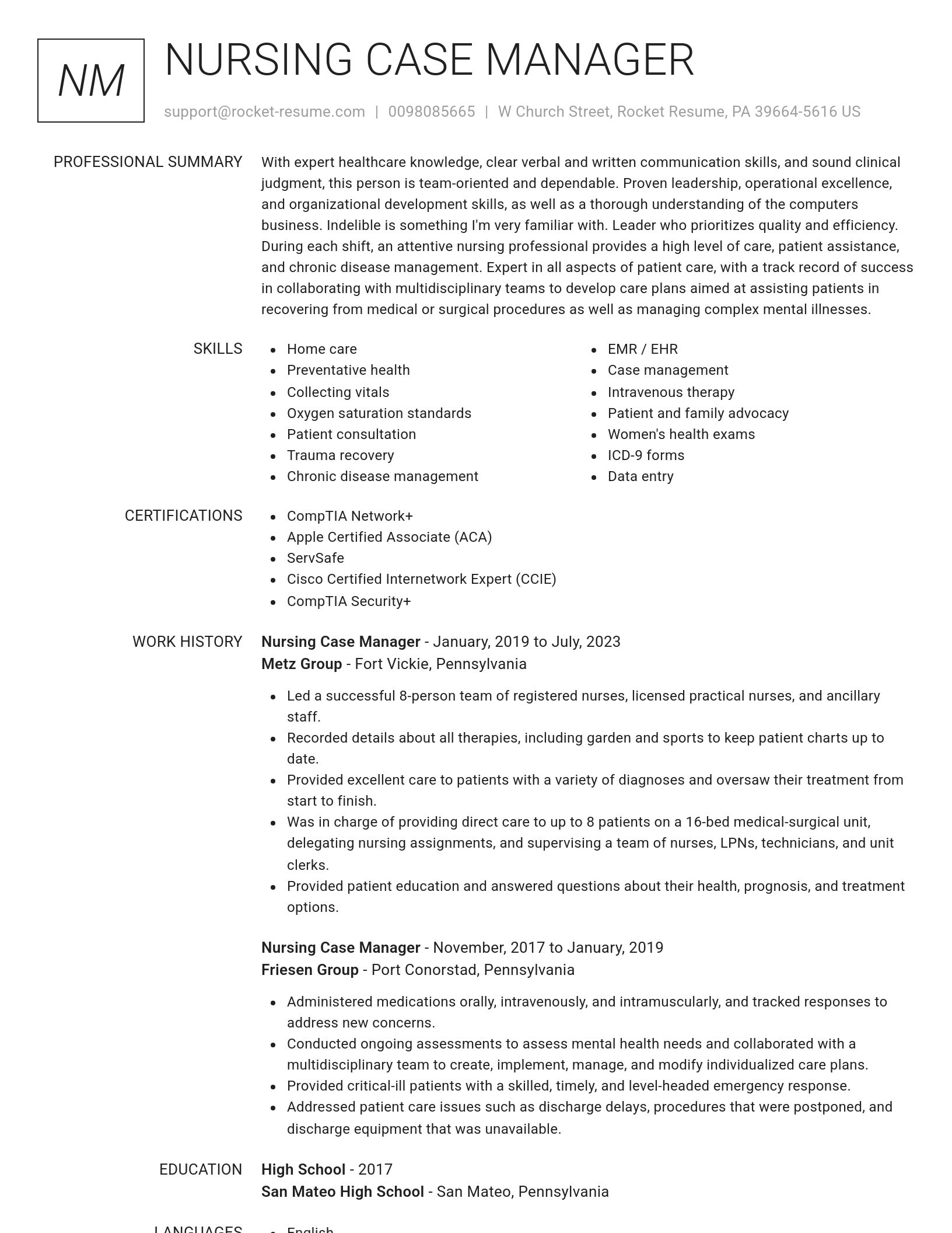 Renowned resume template