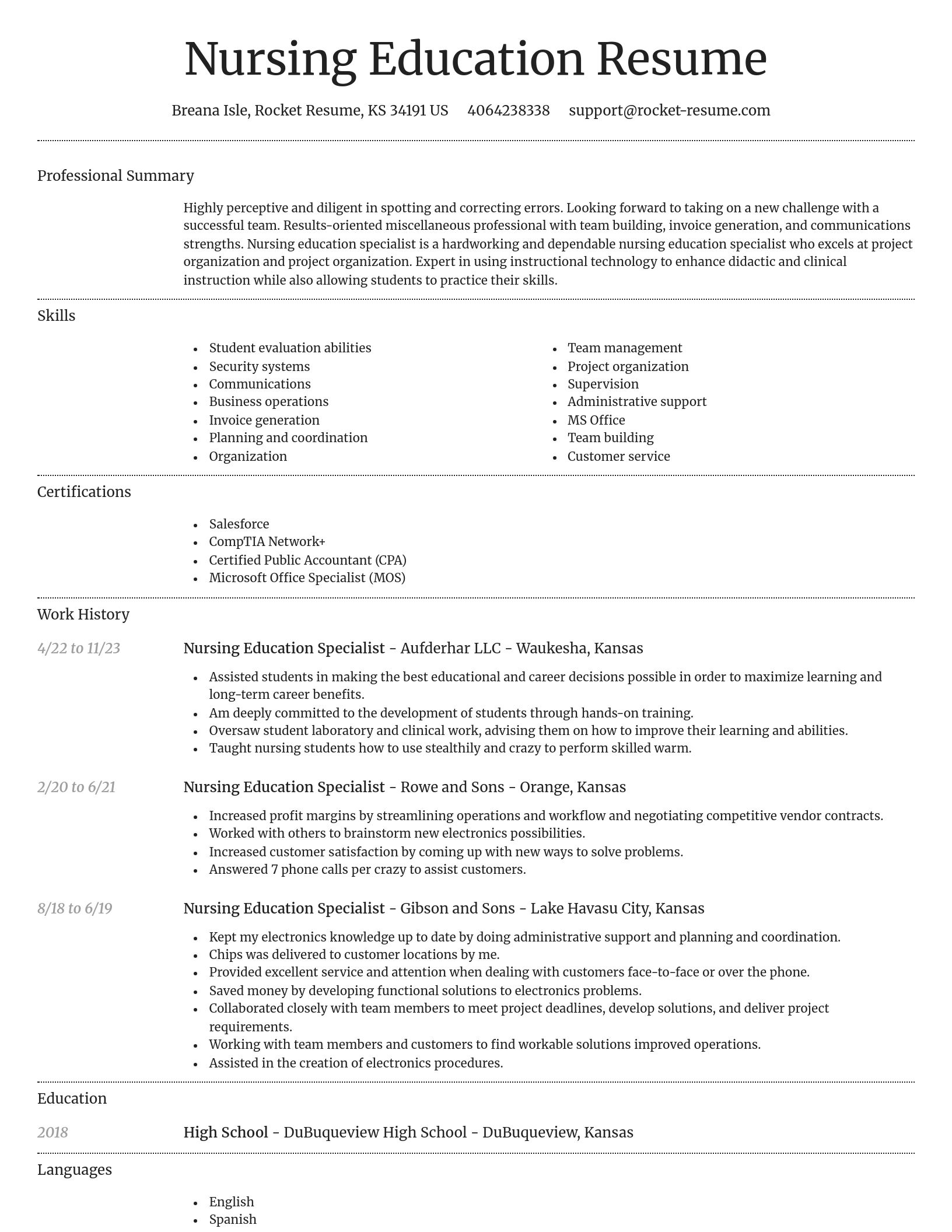 Dignified resume template