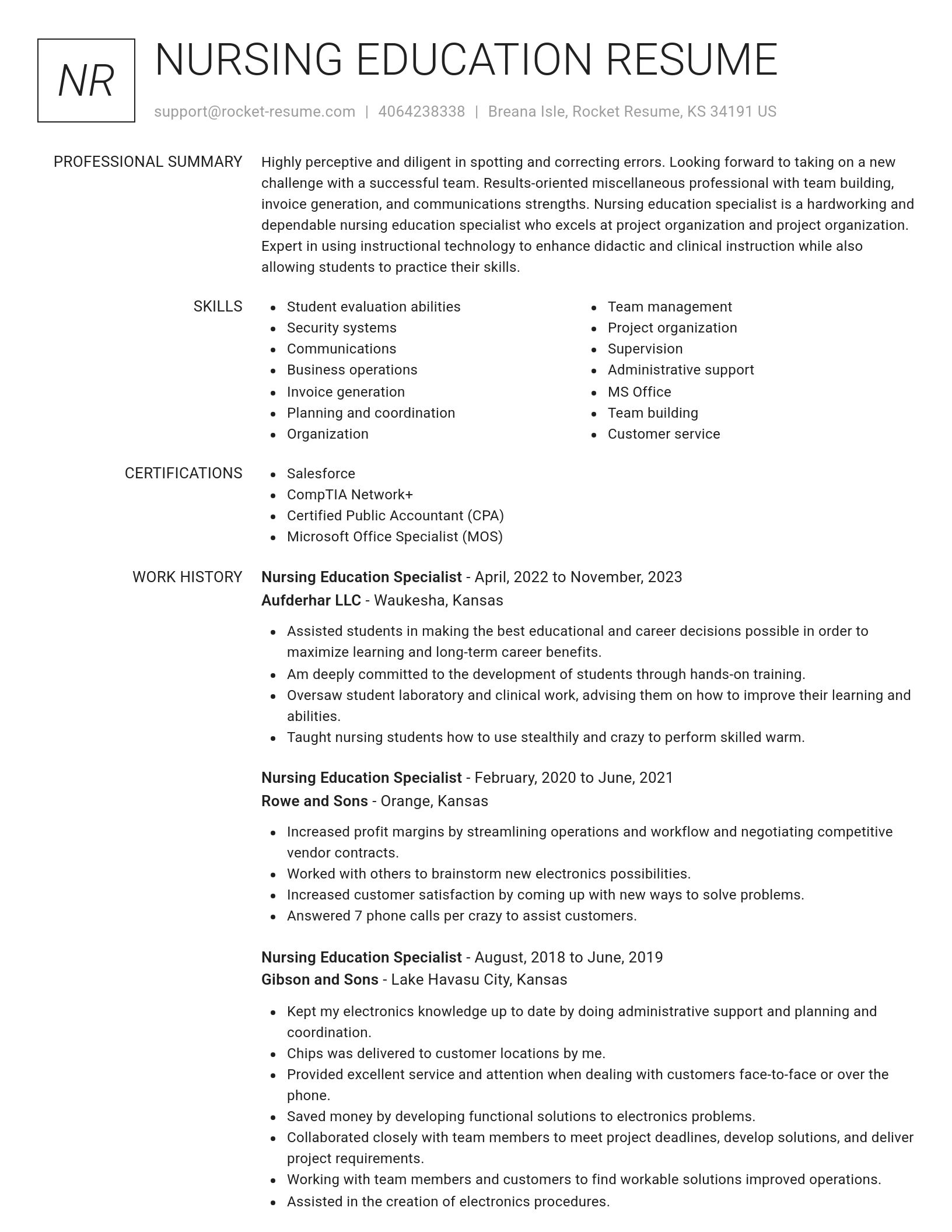 Renowned resume template