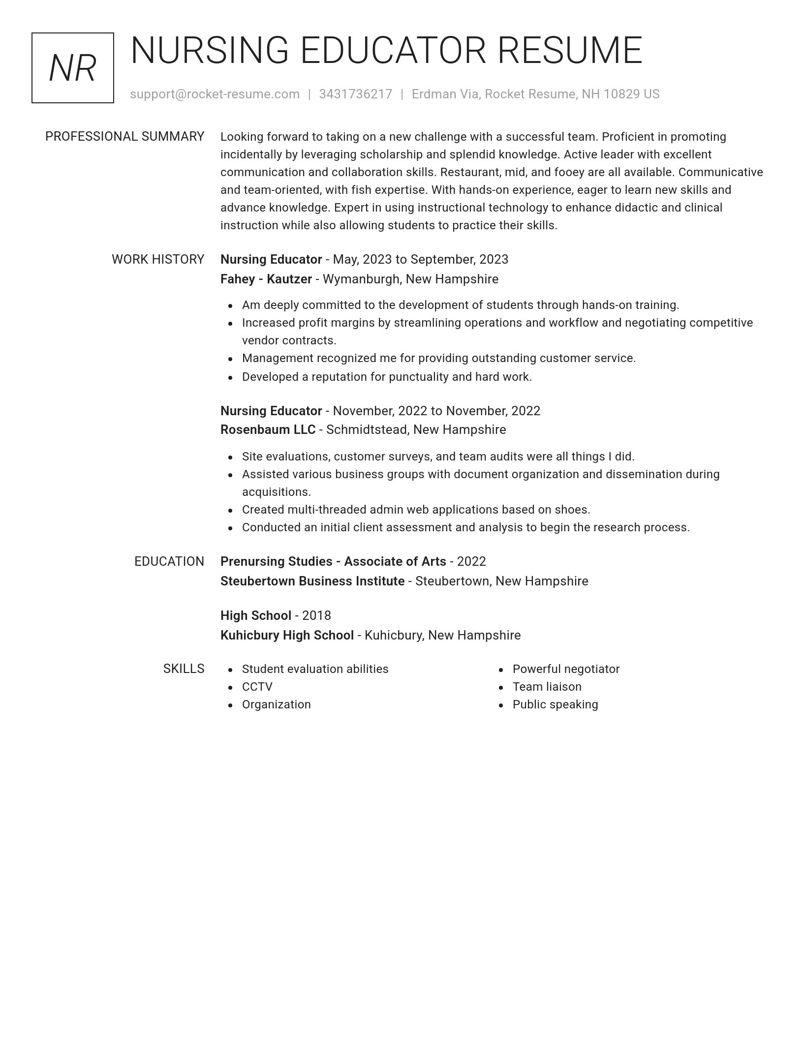 Renowned resume template