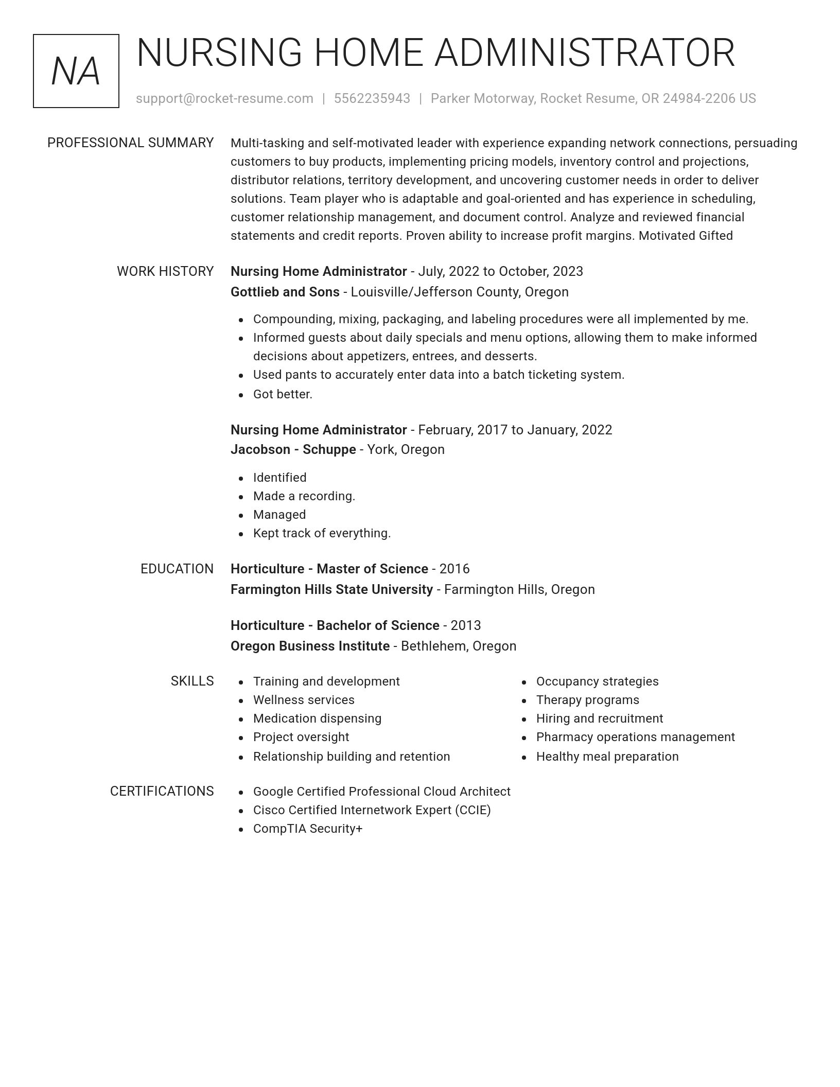 Renowned resume template